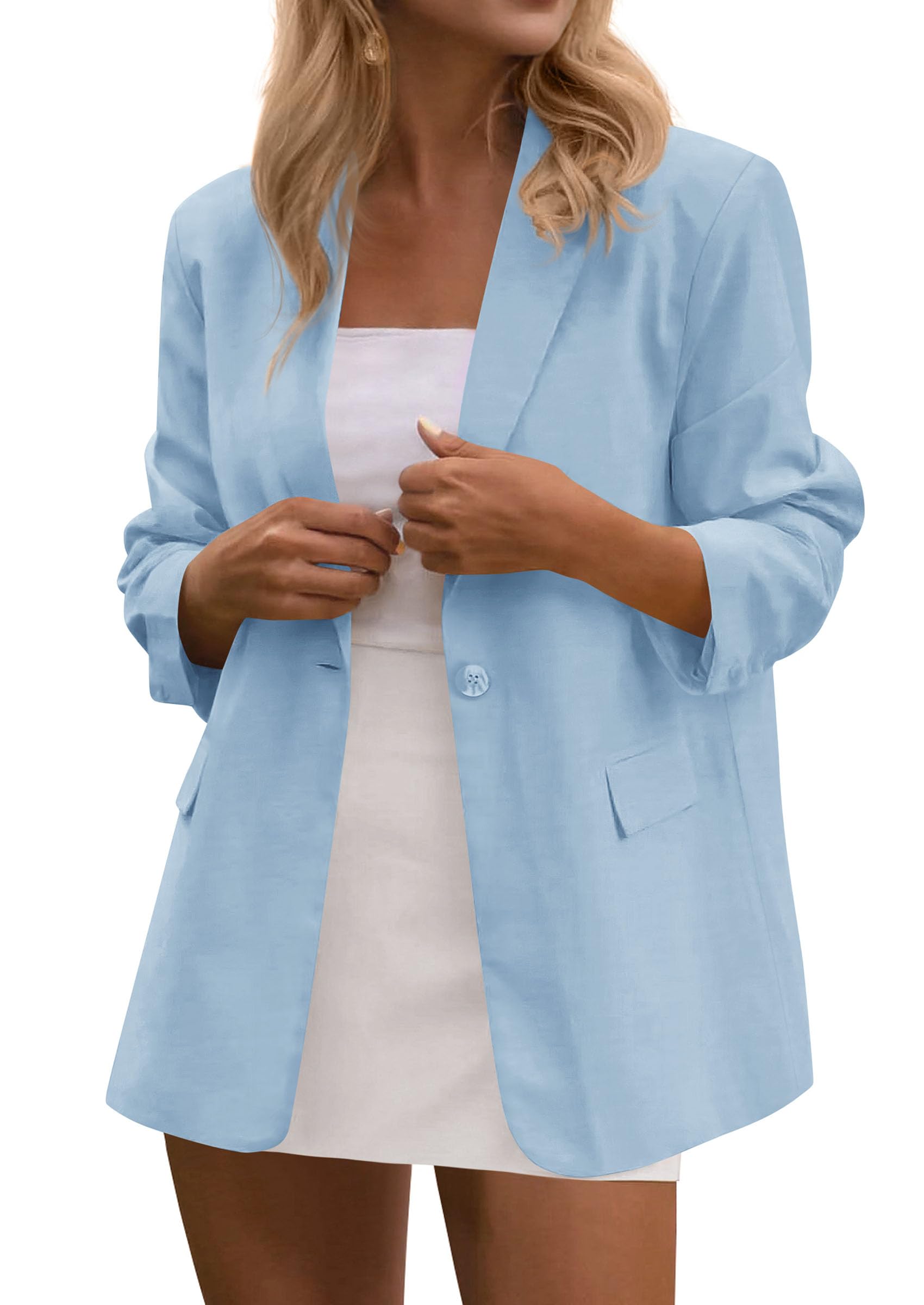 Blazers for Women Business Casual Outfits Light Blue,S
