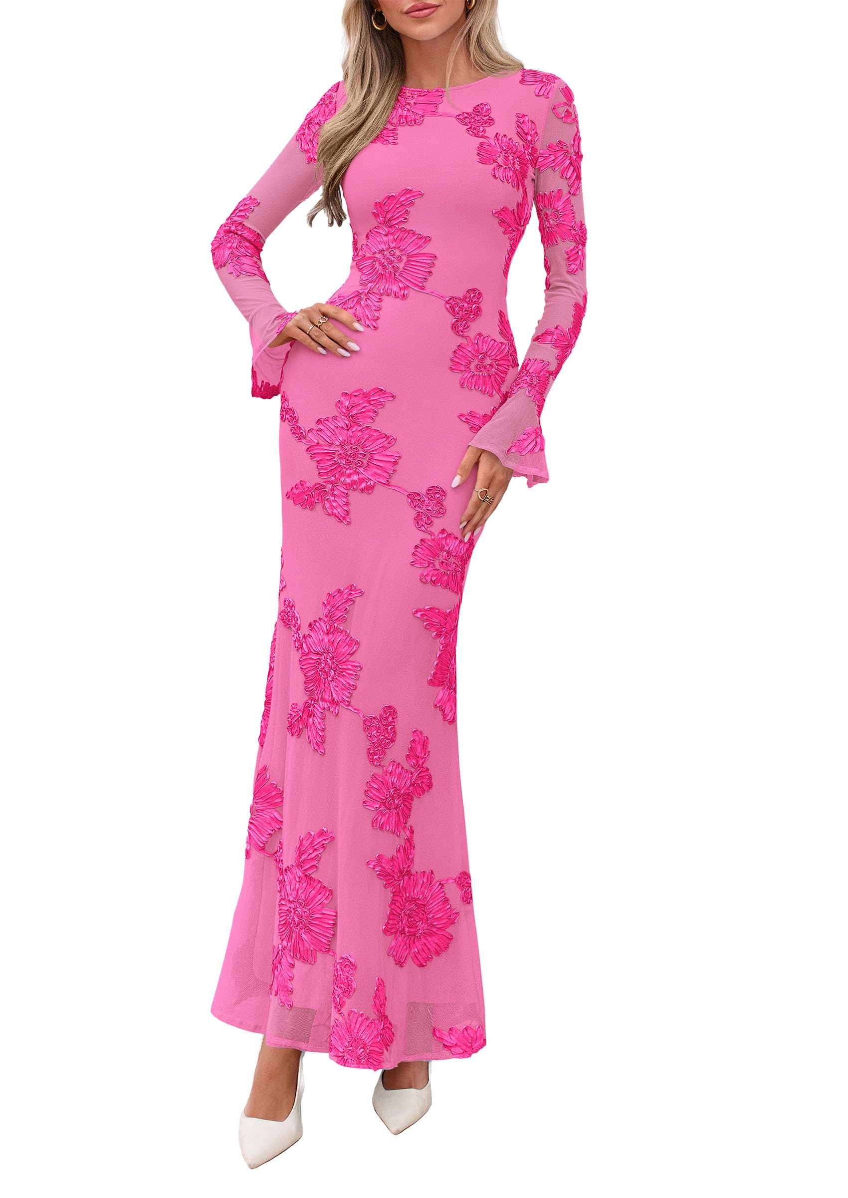 Women's Formal Floral Maxi Bodycon Wedding Guest Dresses 2026