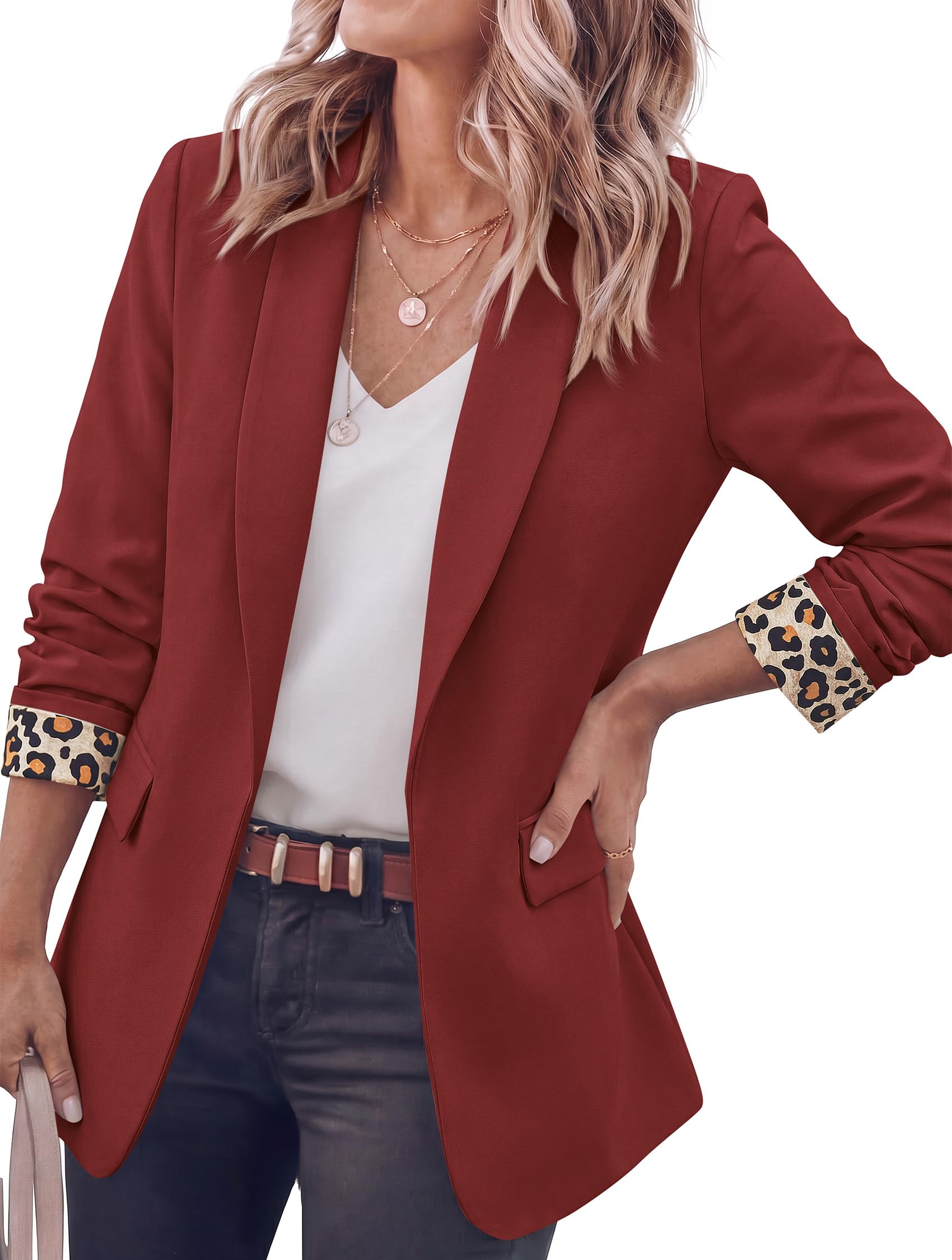 Blazers for Women Business Casual Open Front Lapel Suit Jacket