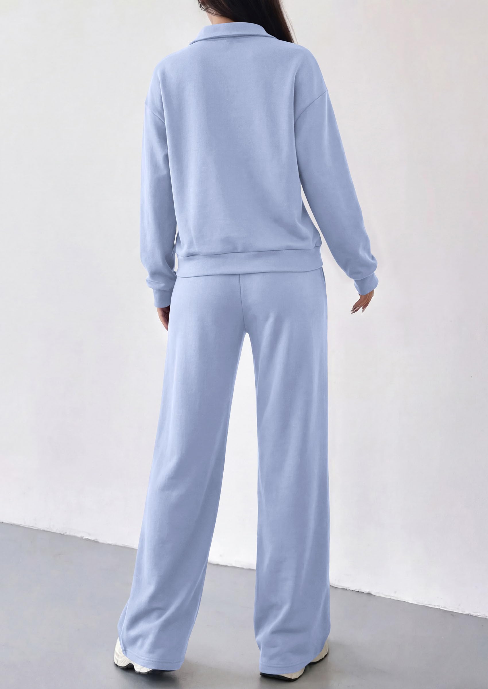 Women's Lounge Sets 2 Piece Outfits Sweatsuits,Light Blue,S