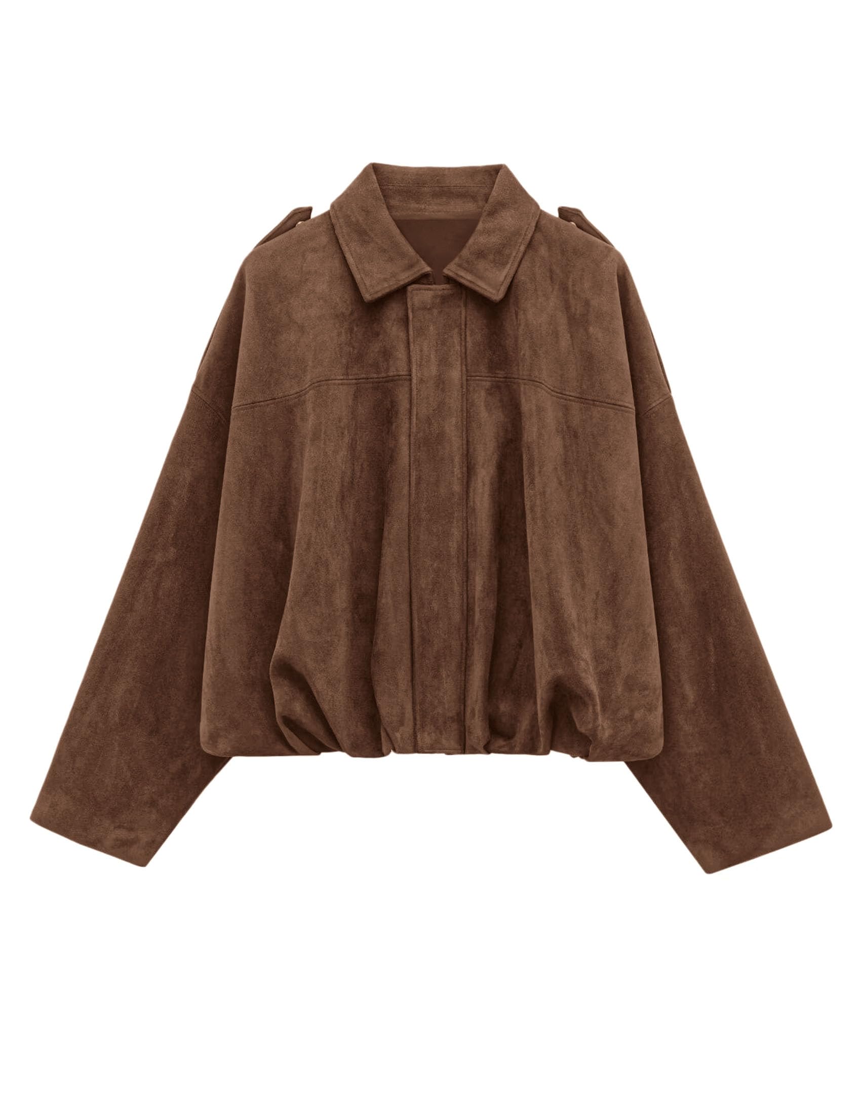 Faux Suede Jacket Women Fall Cropped Western Bomber Jacket