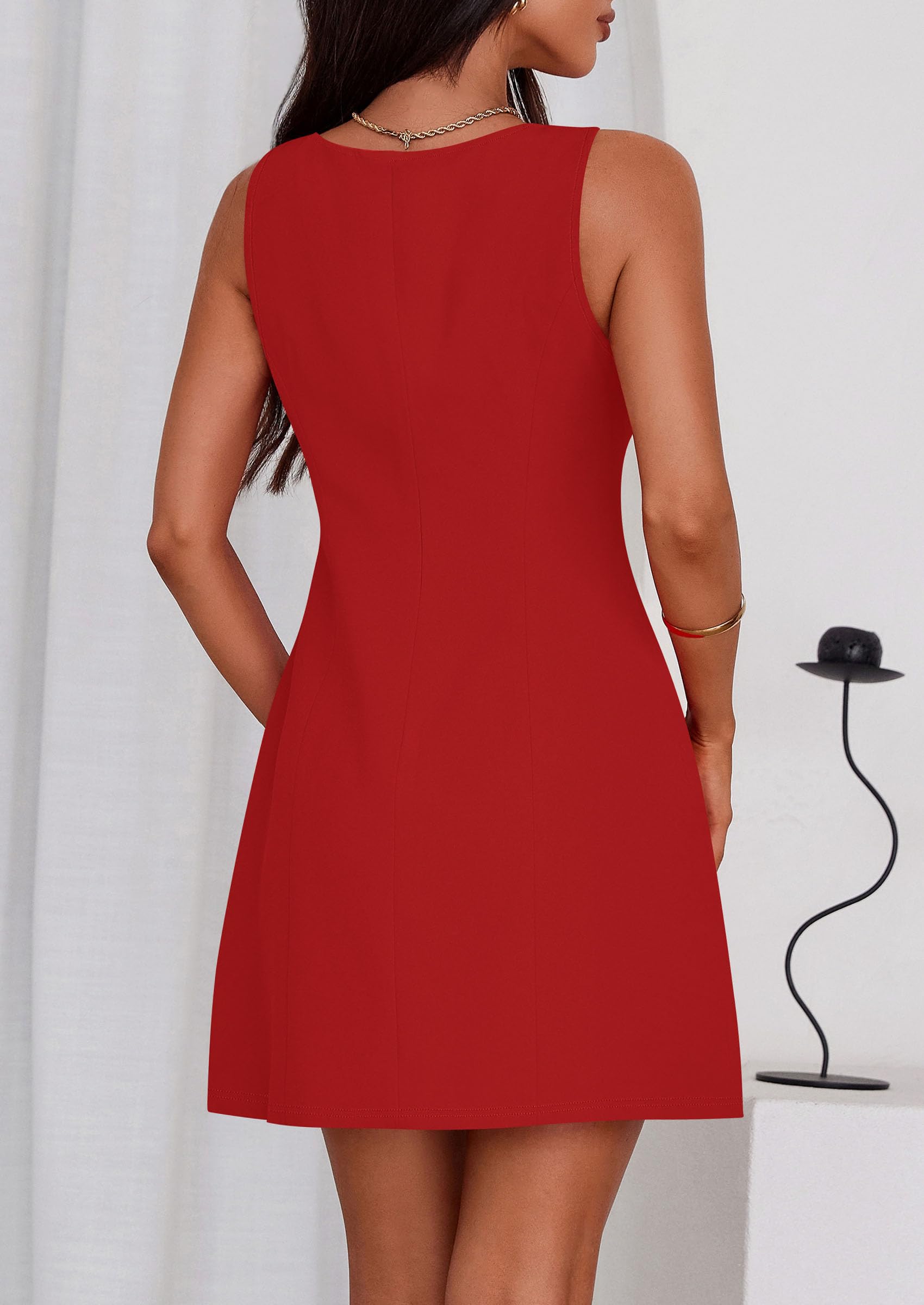 Women's Formal Short Dresses A Line Mini Dress,Red,XS