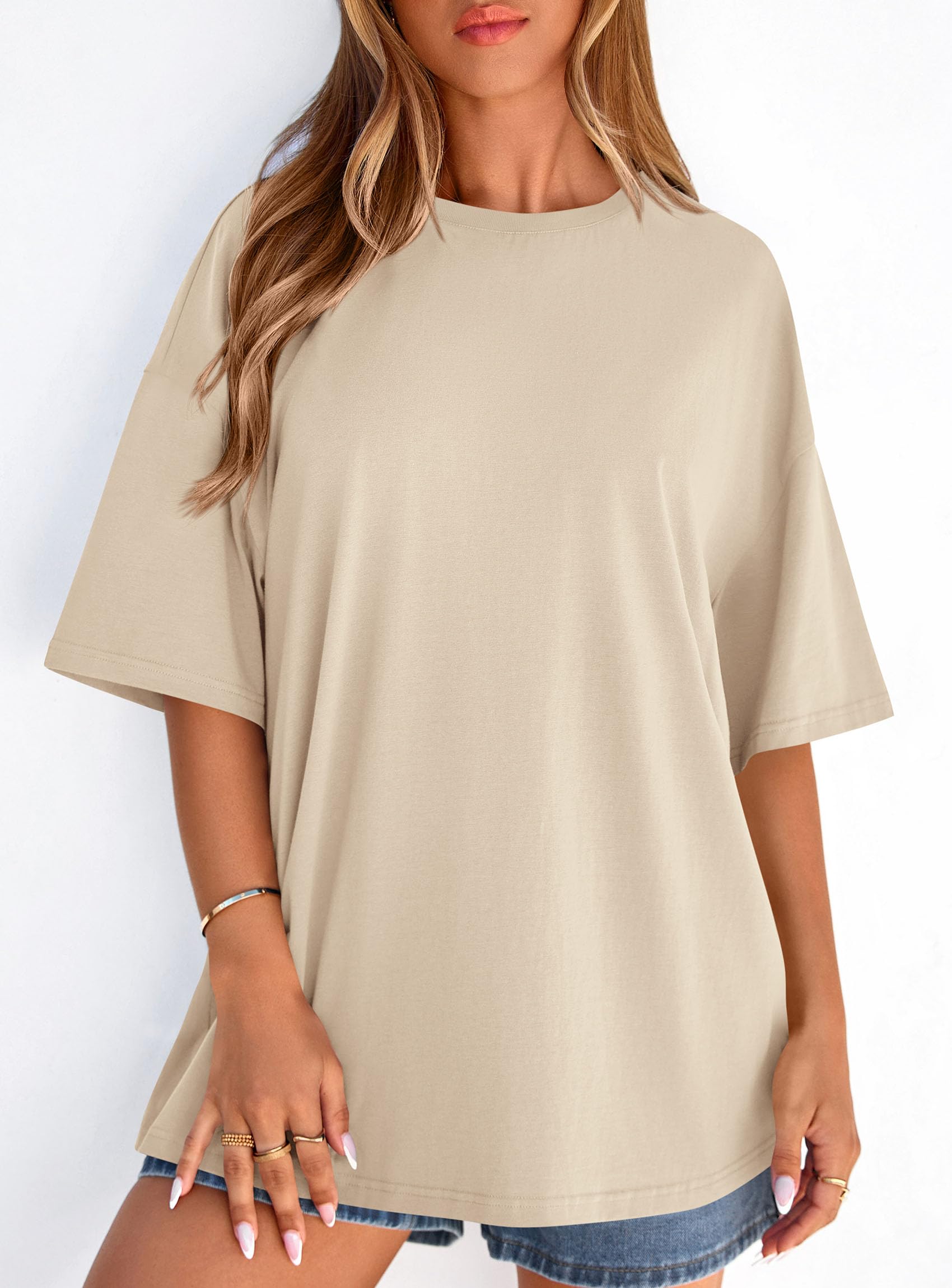 Women's Oversized Tshirts Going Out Tops (Apricot,S)