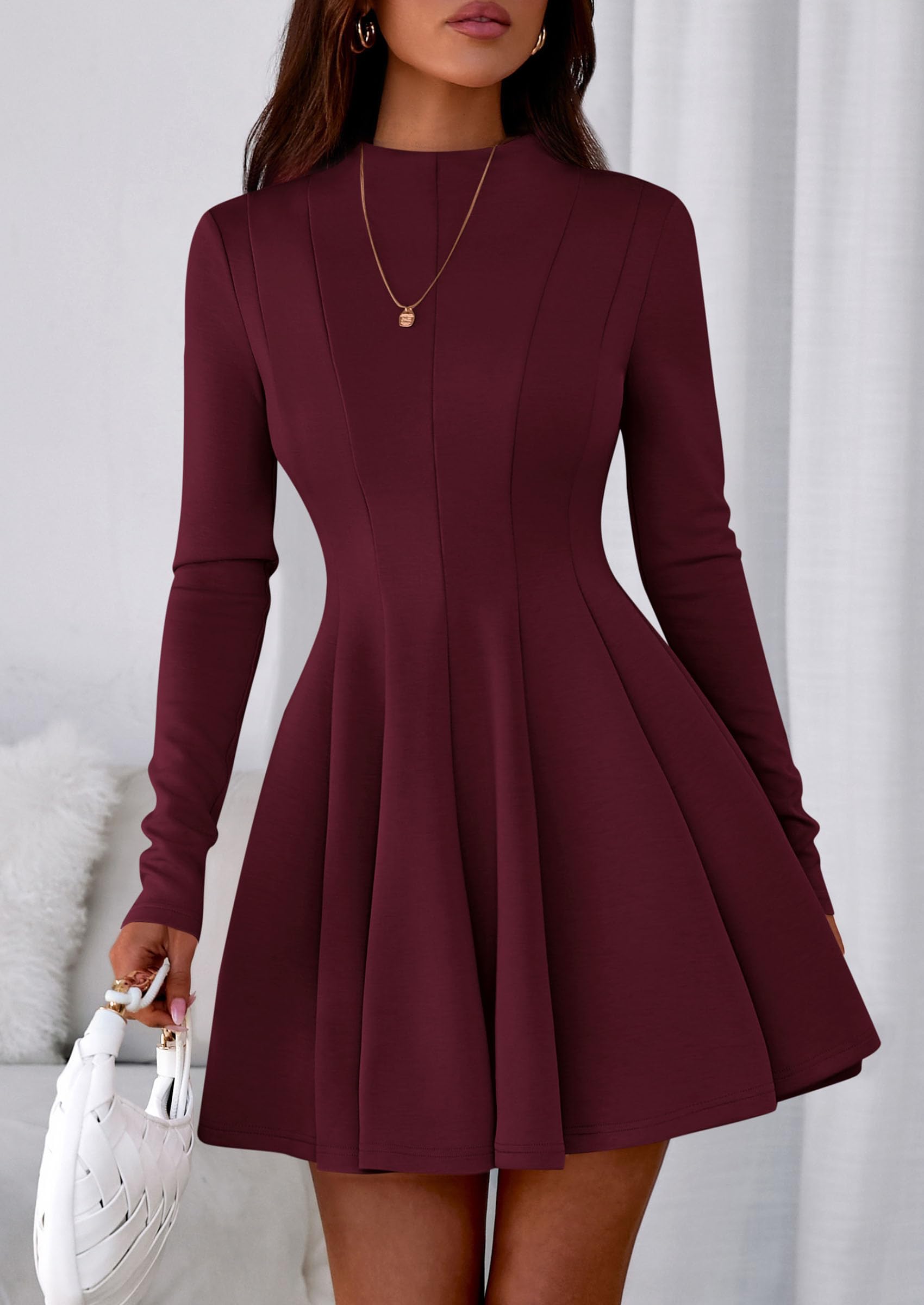 Fall Dresses for Women Long Sleeve Flowy Mini Homecoming Dress