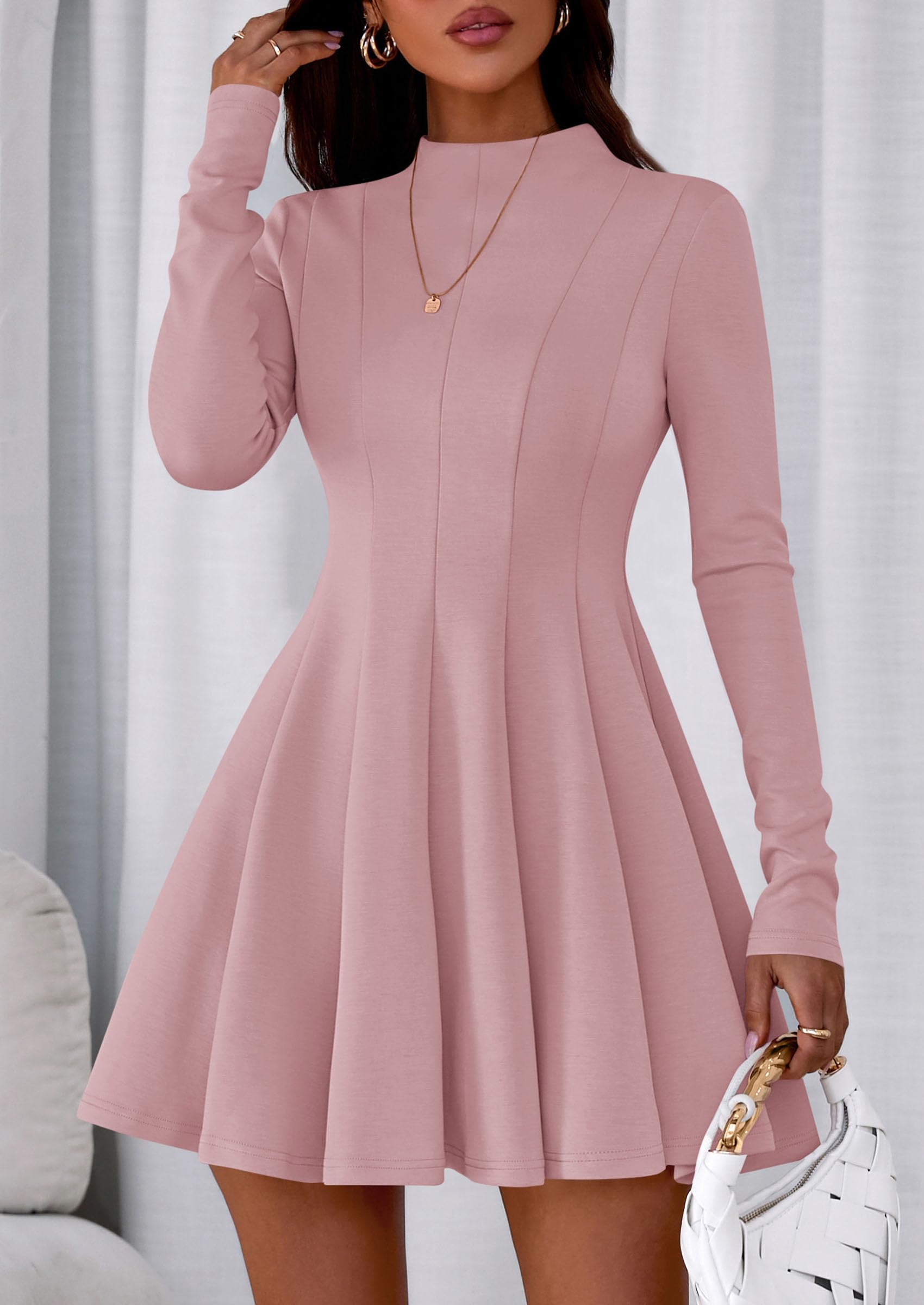 Fall Dresses for Women Long Sleeve Flowy Mini Homecoming Dress