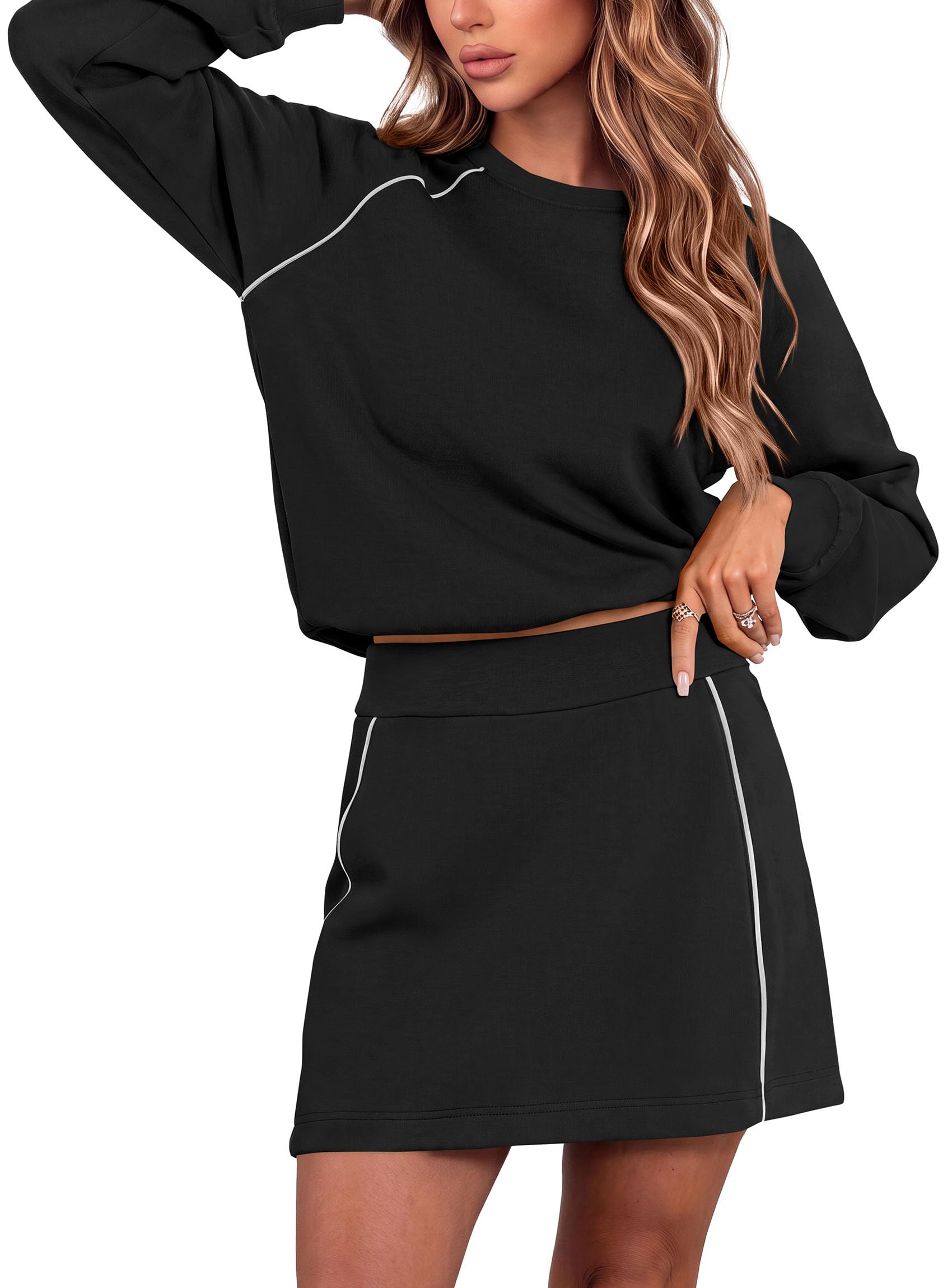 Women's Two Piece Airport Outfits Matching Skirt Sets