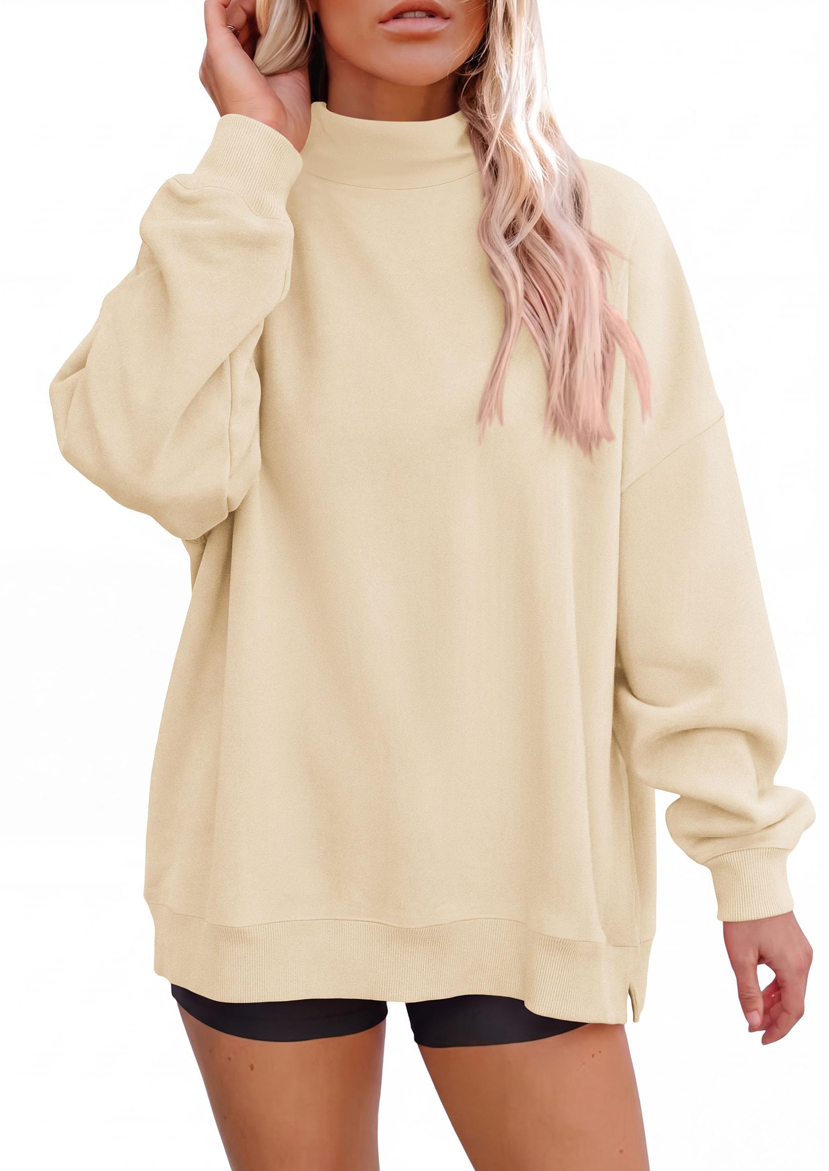 Womens Mock Neck Sweatshirt Oversized Pullover Fall Outfits
