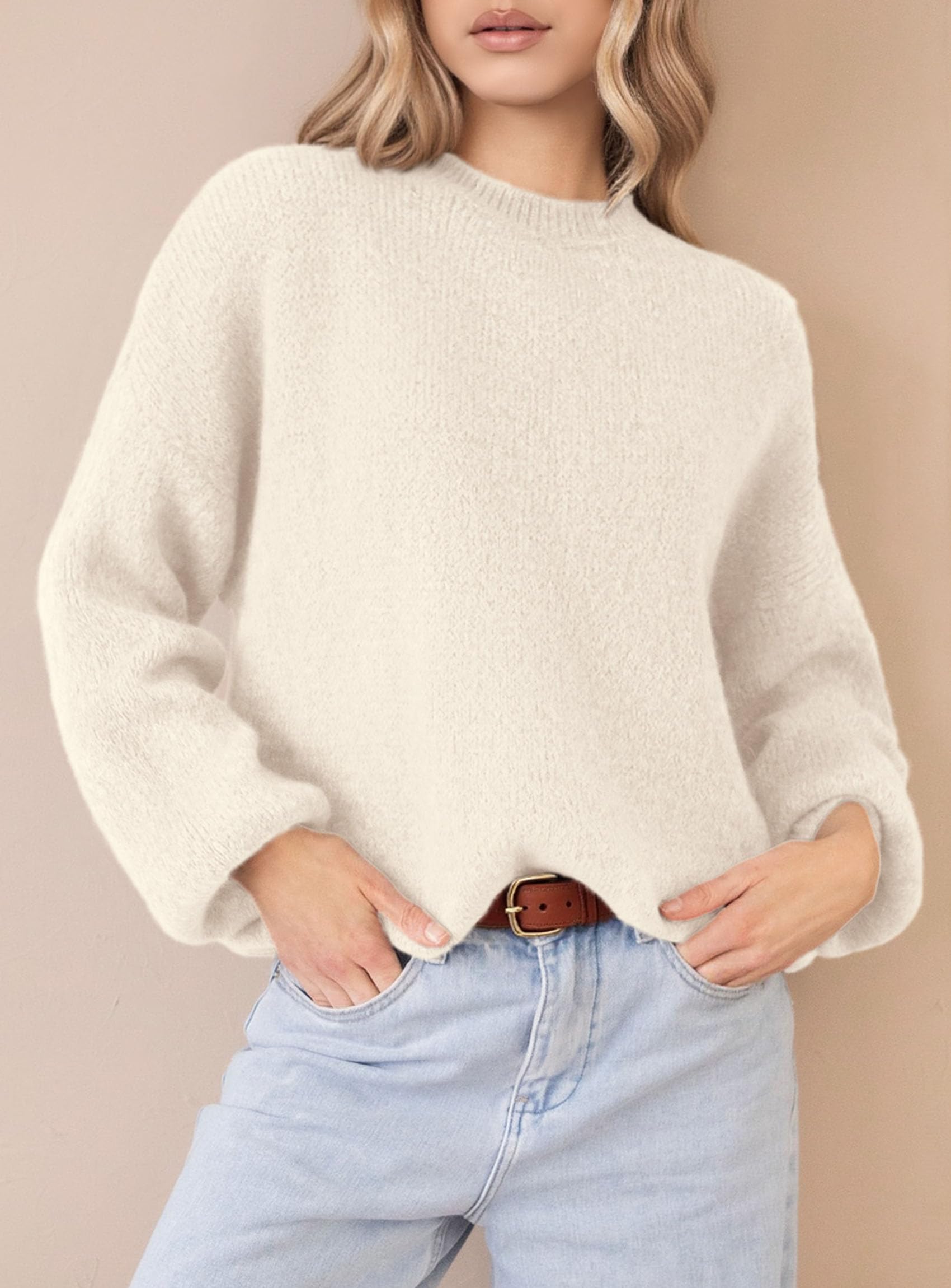 Women's Fall Oversized Holiday Sweaters (Beige,S)