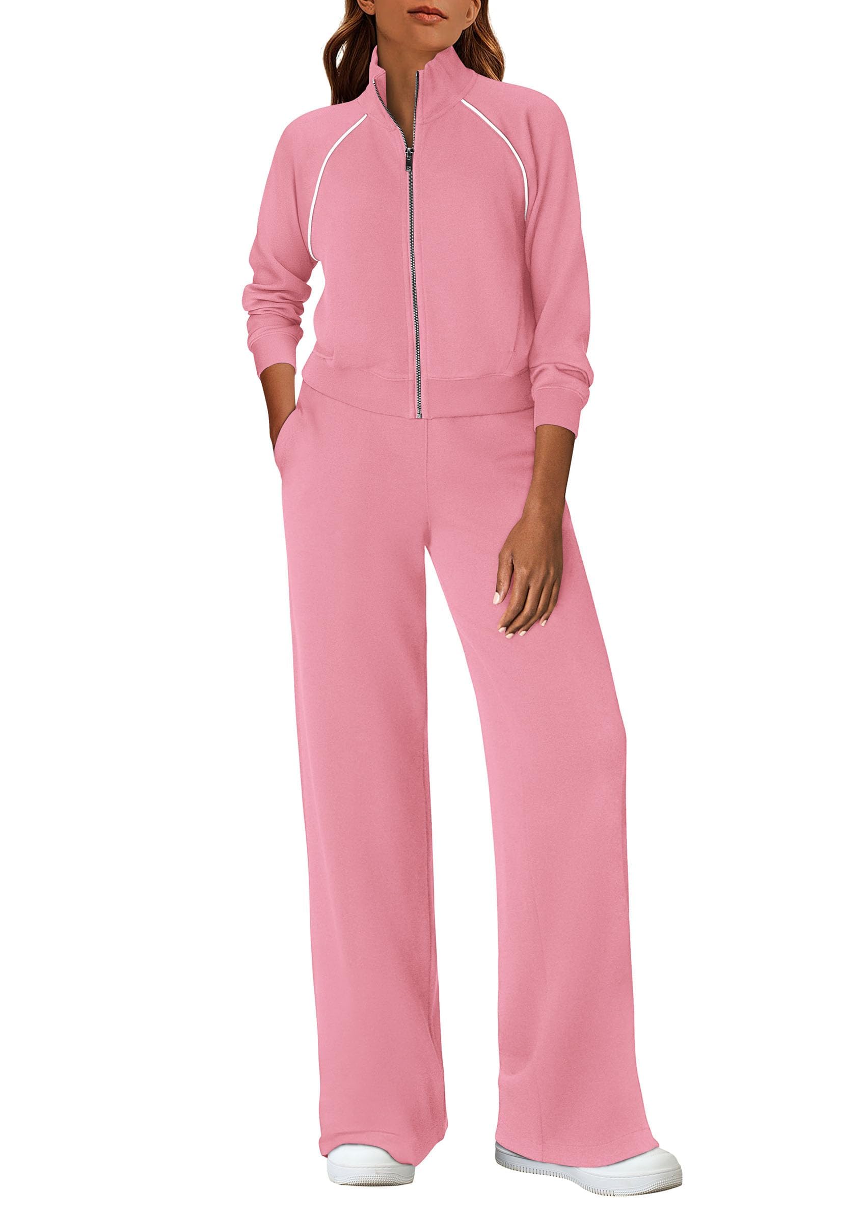 Women's 2 Piece Outfits Sweatsuits Lounge Sets,Pink,S