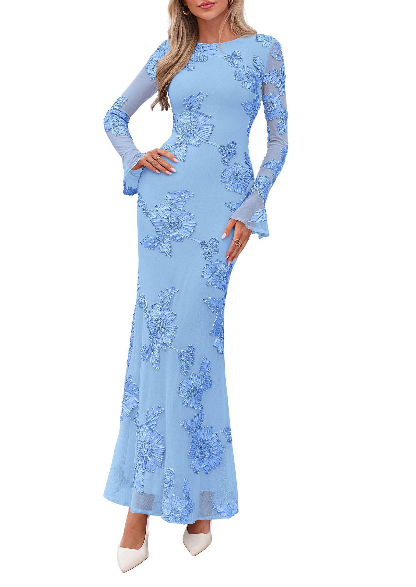 Women's Formal Floral Maxi Bodycon Wedding Guest Dresses 2026