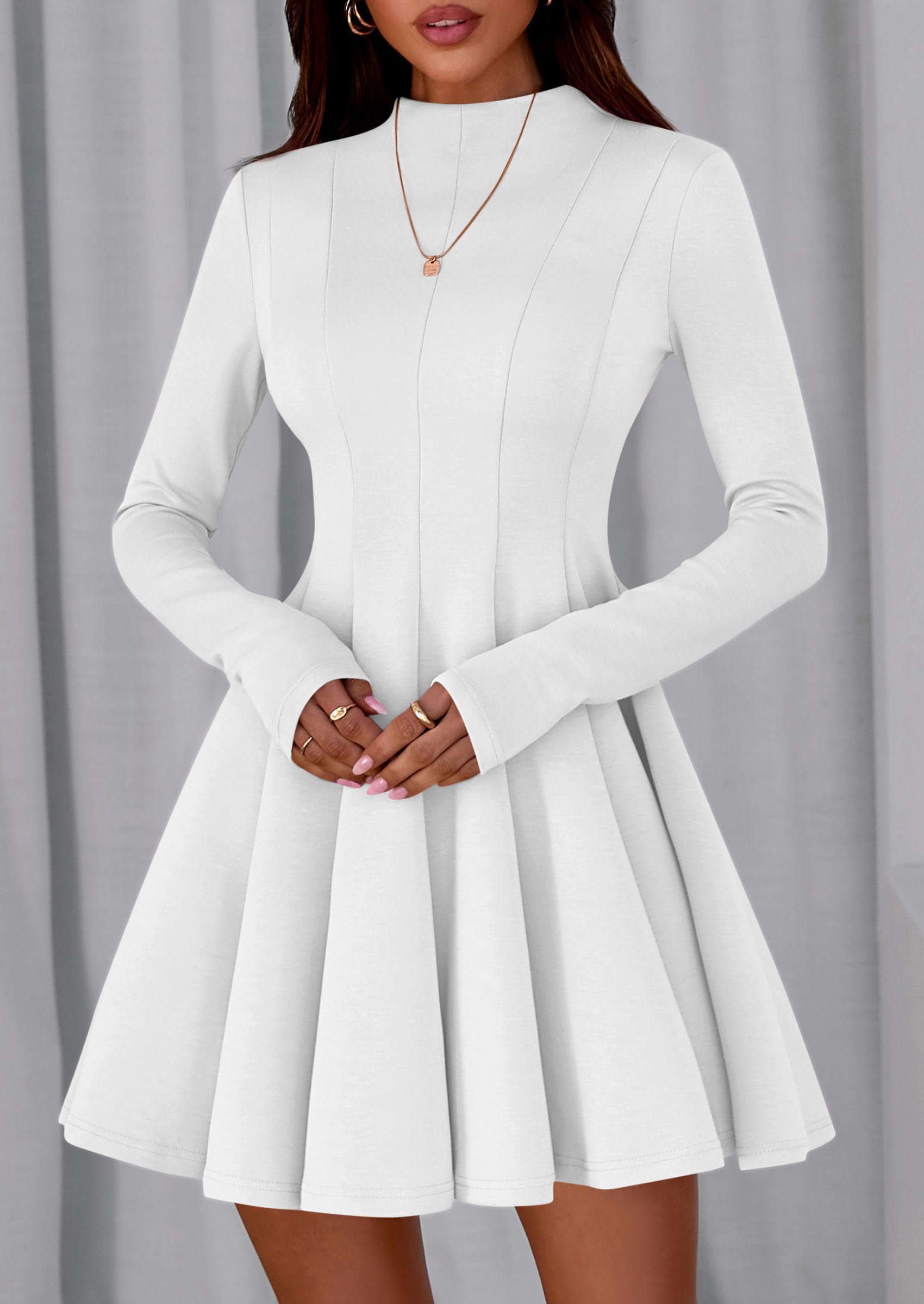 Fall Dresses for Women Long Sleeve Flowy Mini Homecoming Dress
