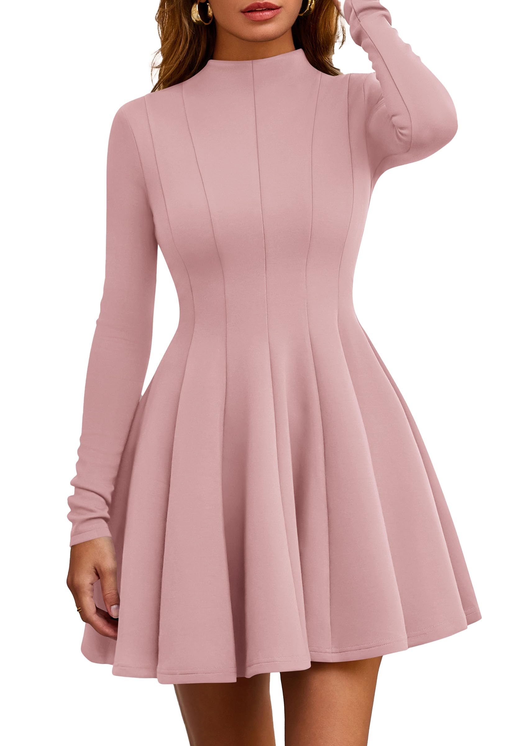 Fall Dresses for Women Long Sleeve Flowy Mini Homecoming Dress