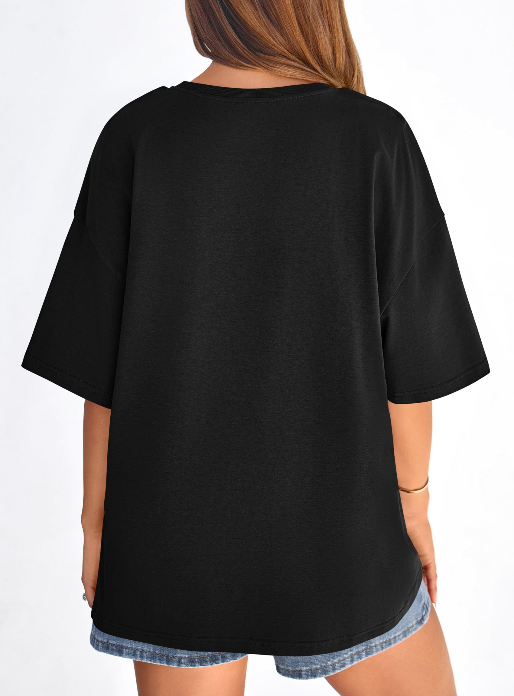Women's Oversized Tshirts Going Out Tops (Black,S)