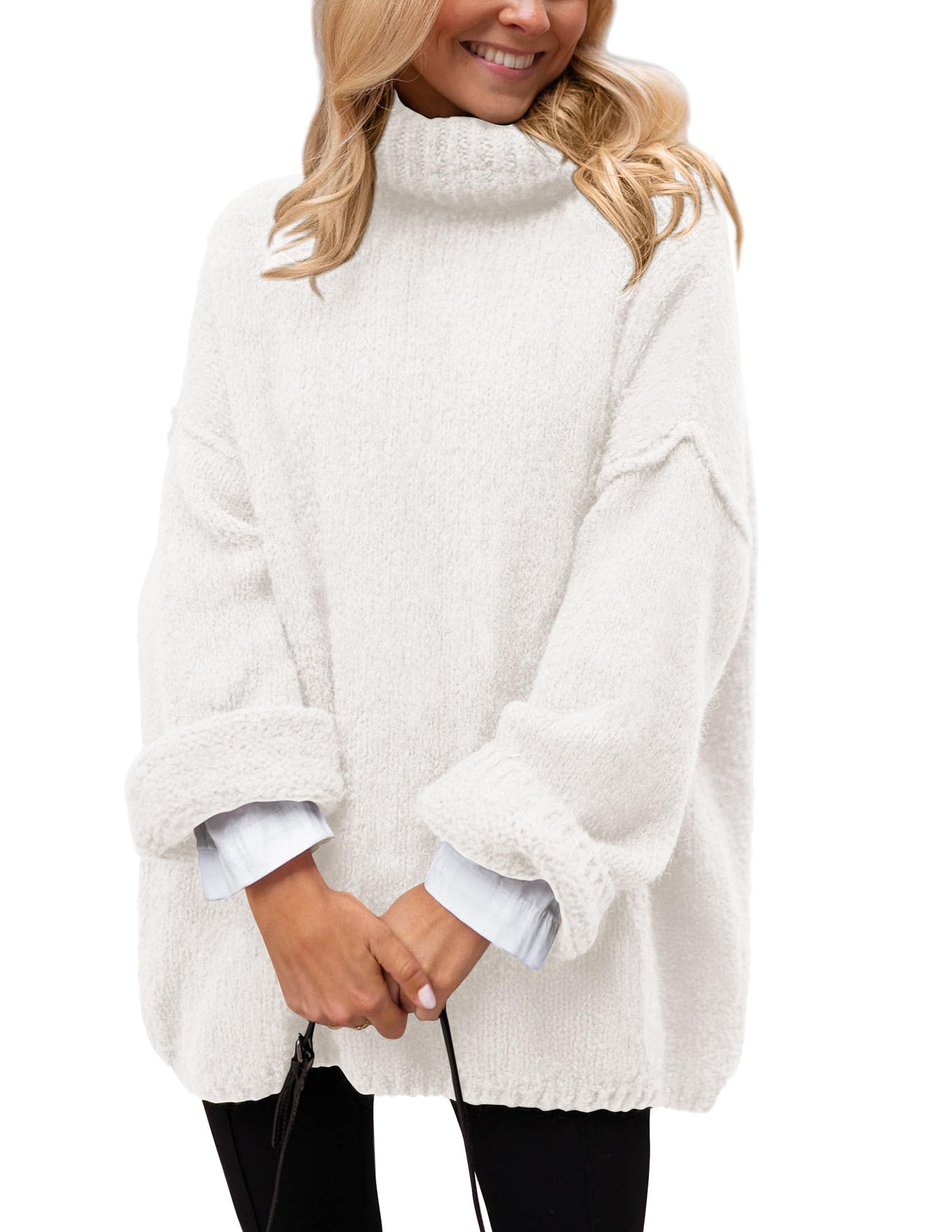 Women's Cozy Chunky Knit Oversized Fall Turtleneck Sweaters