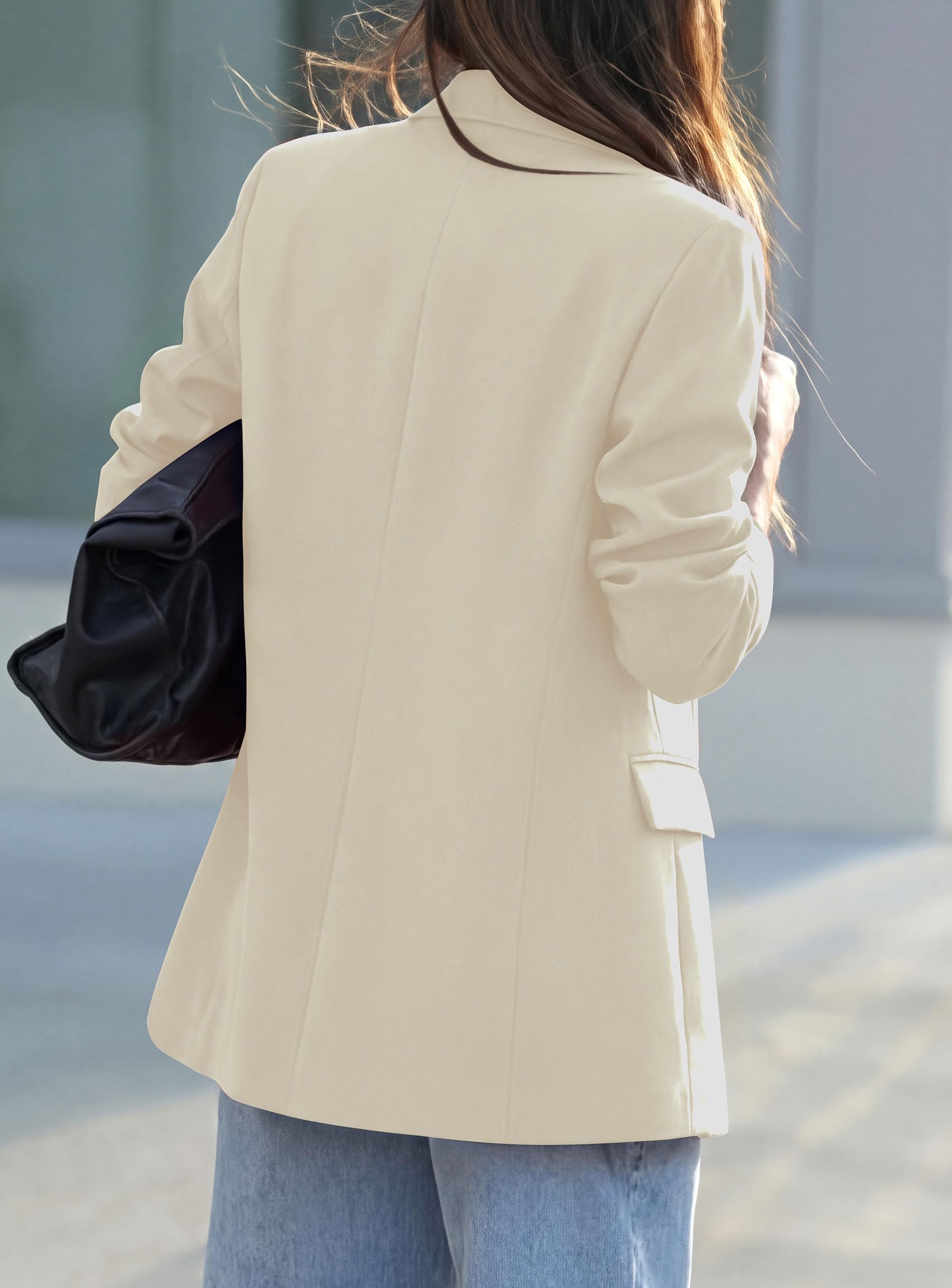 Women's Fall Business Casual Oversized Blazers(Beige,S)