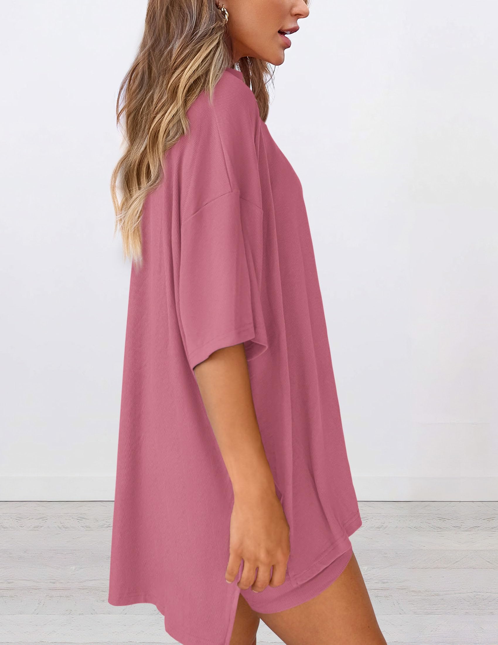 Women 2 Piece Lounge Set Airport Travel Outfit, Pink,S