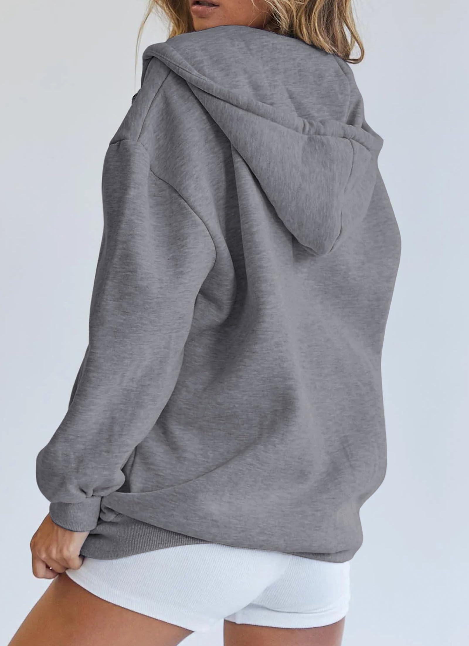 Women's Fall Zip Up Hoodies Sweatshirts Dark Grey