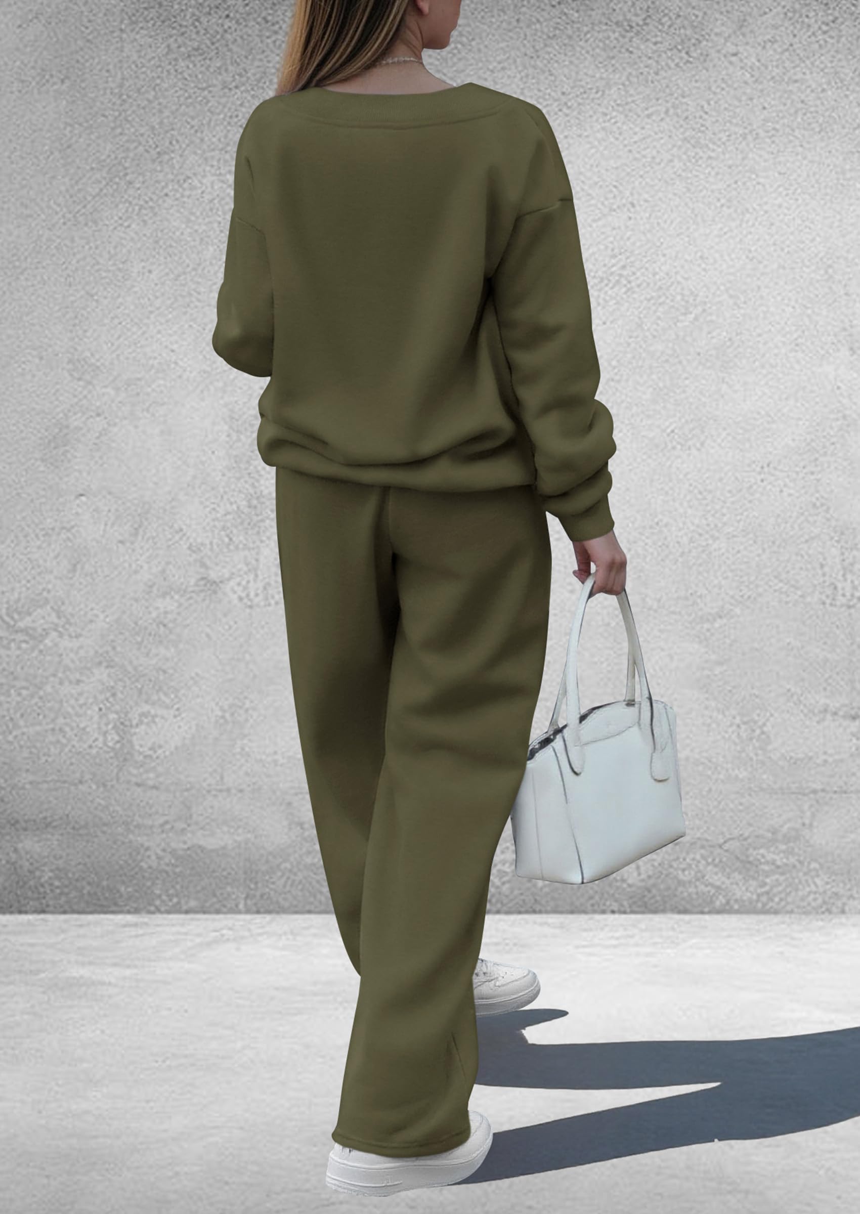 Womens 2 Piece Outfits Fall Sweatsuits,Army Green,S