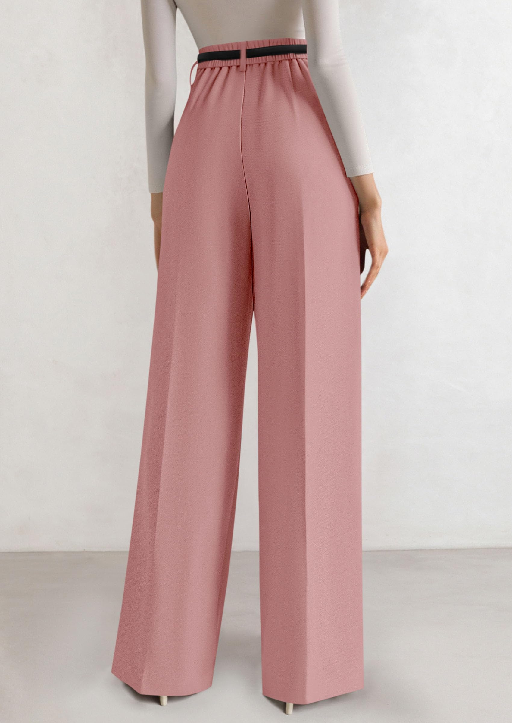 Women's Tailored Wide Leg Work Dress Pants,Pink,S