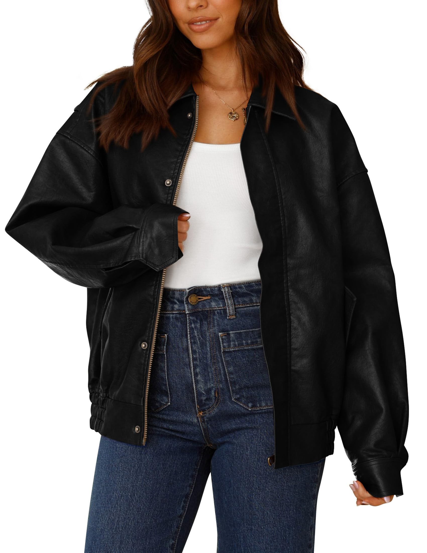 Women's Faux Leather Motorcycle Jackets(Black,X-Small)