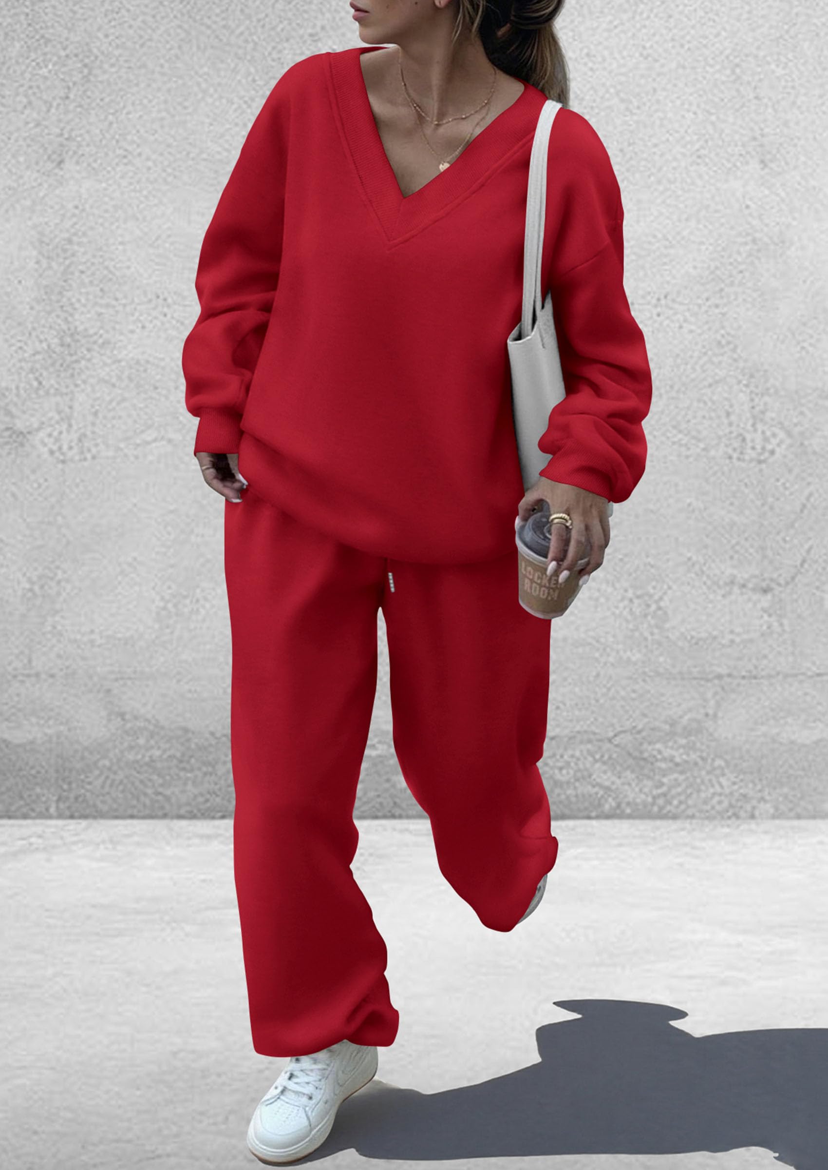 Womens 2 Piece Outfits Fall Sweatsuits,Red,S
