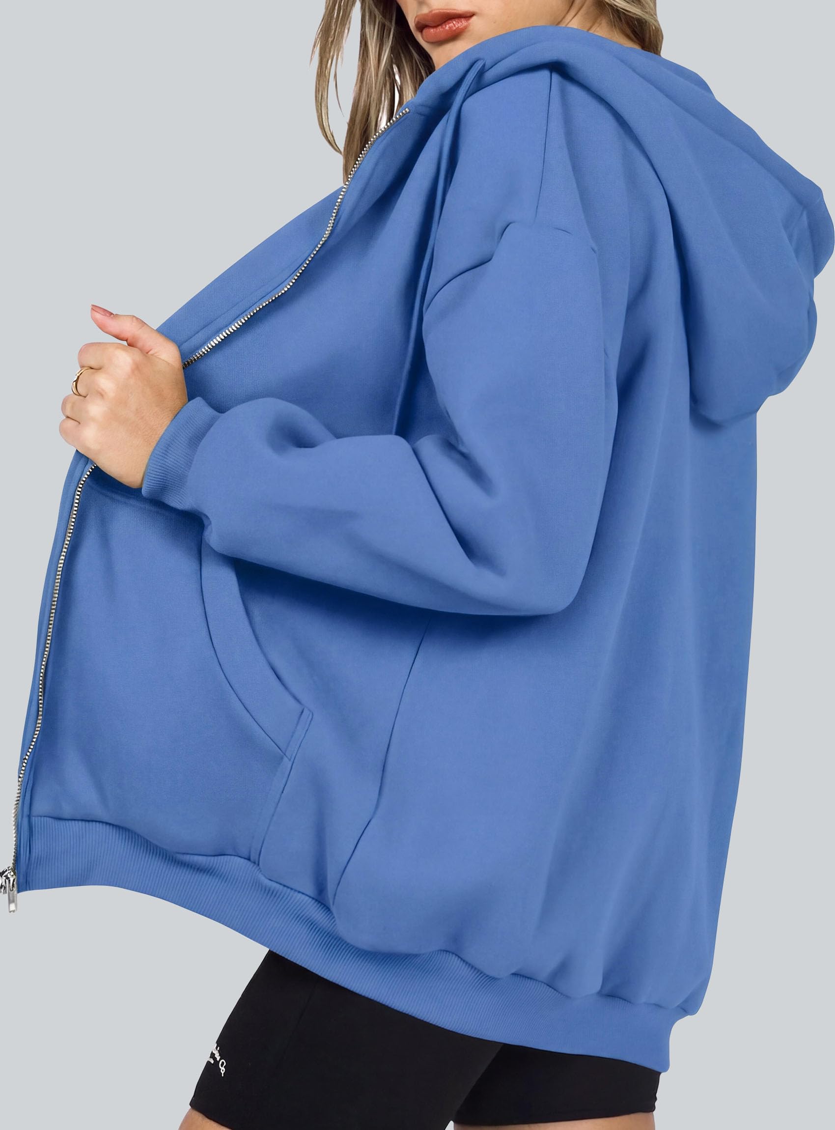 Women's Fall Zip Up Hoodies Sweatshirts Sky Blue