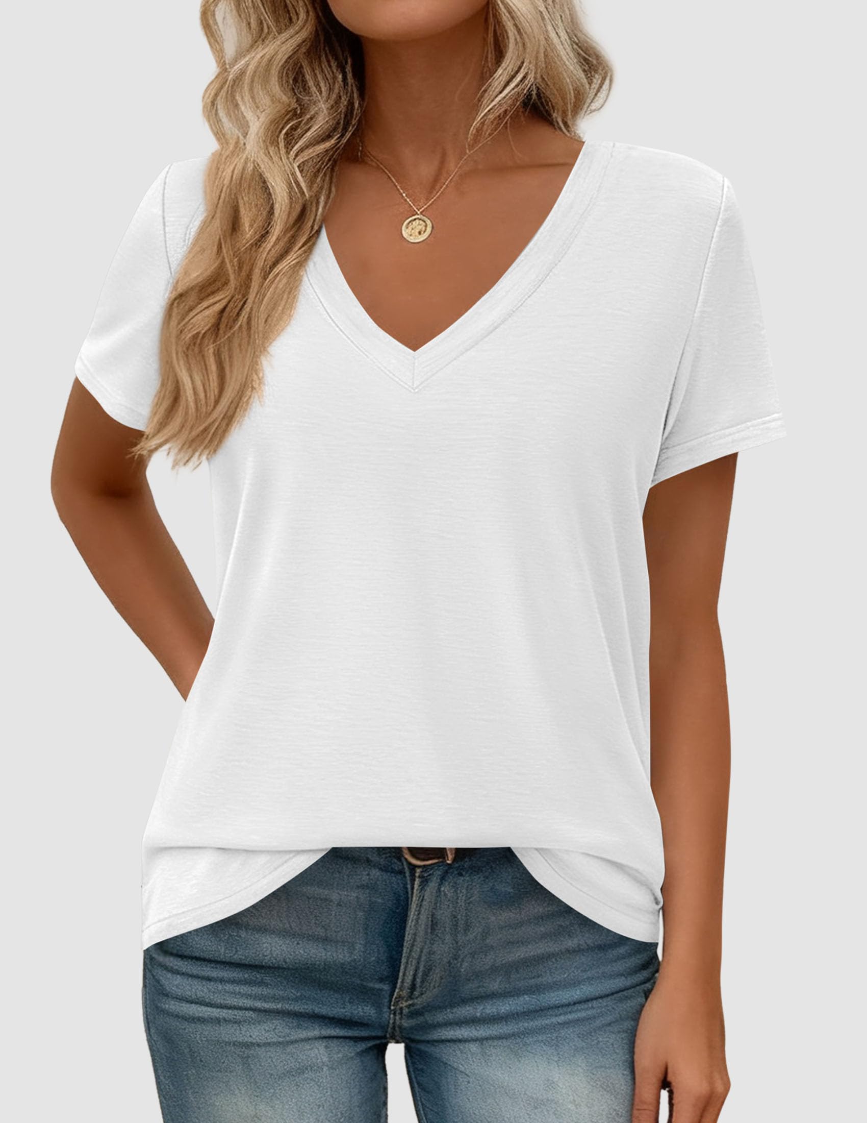 Womens Tops Short Sleeve Oversized Tshirts, White,S