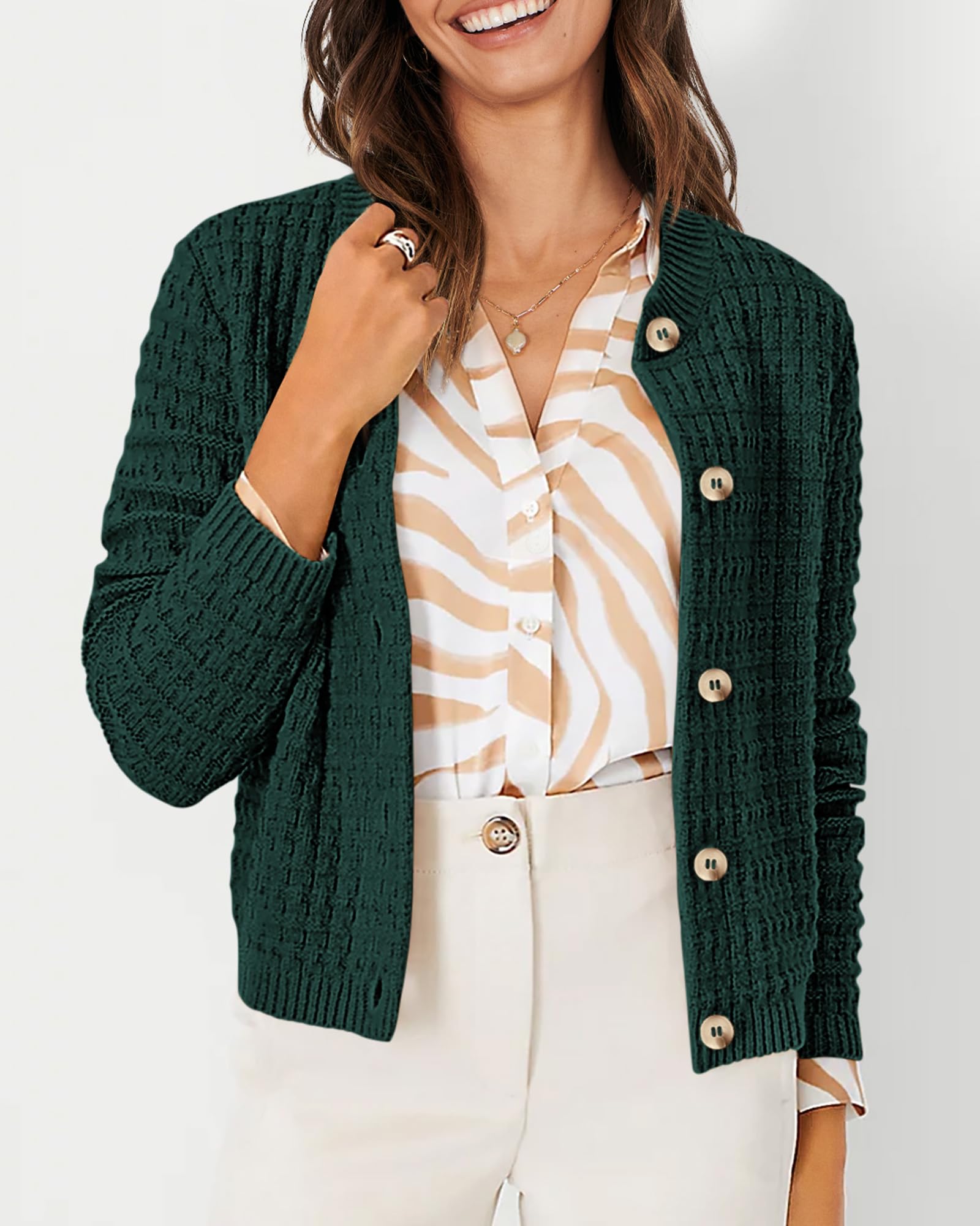 Women's Fall Lightweight Cardigan Sweaters Dark Green