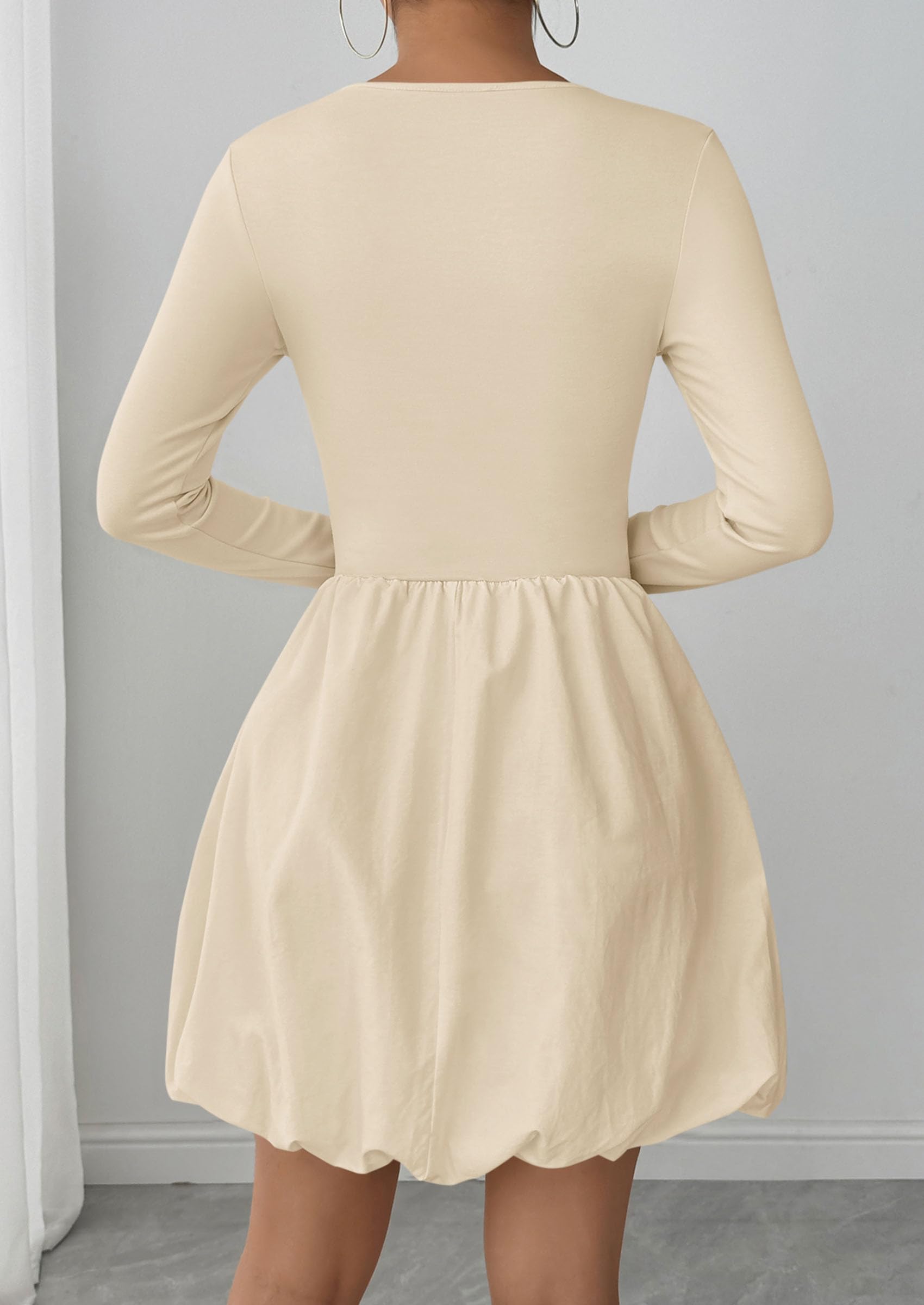 Fall Dresses for Women 2026 Bubble Mini Dress,Apricot,S