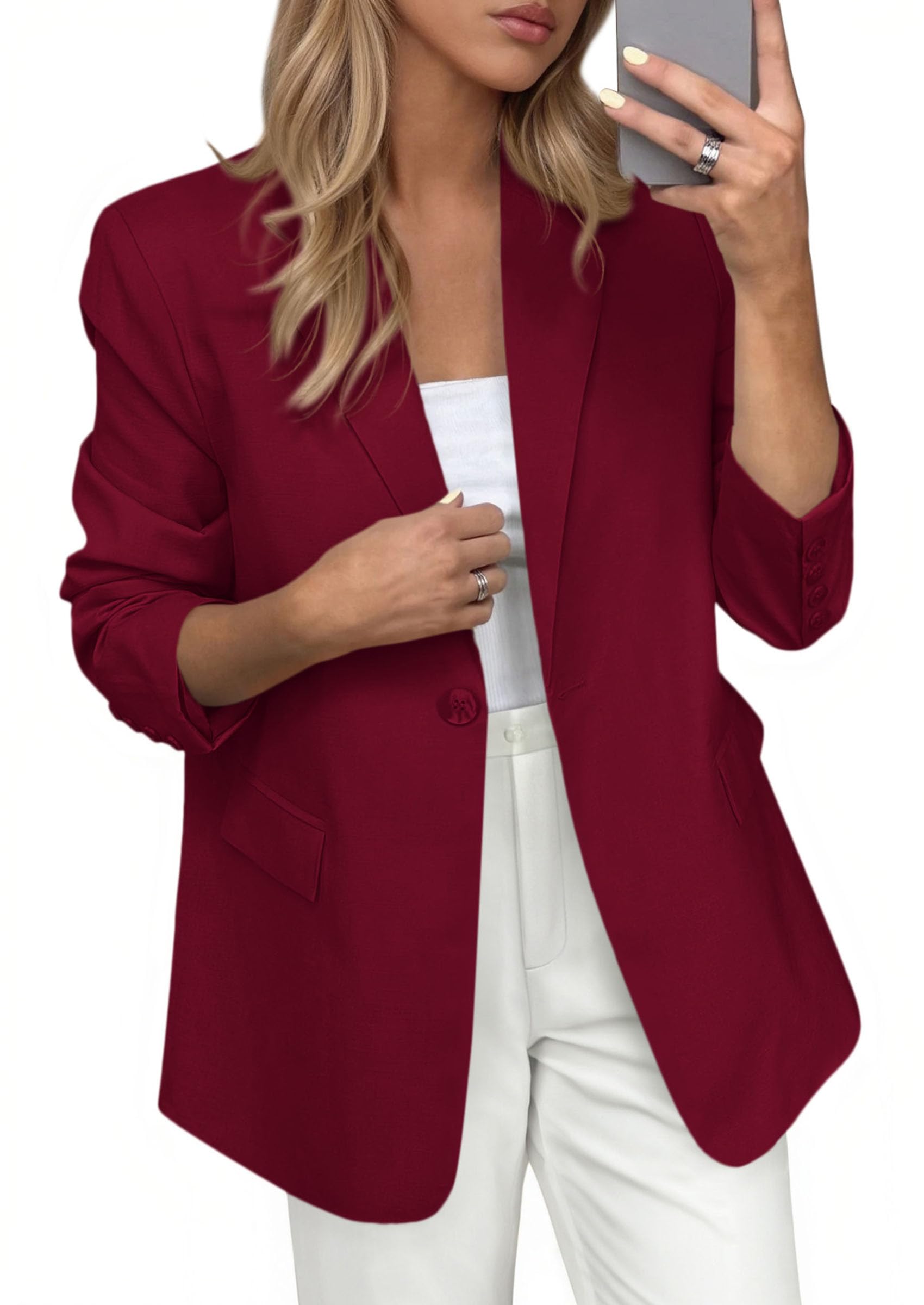 Blazers for Women Business Casual Outfits Wine Red,S