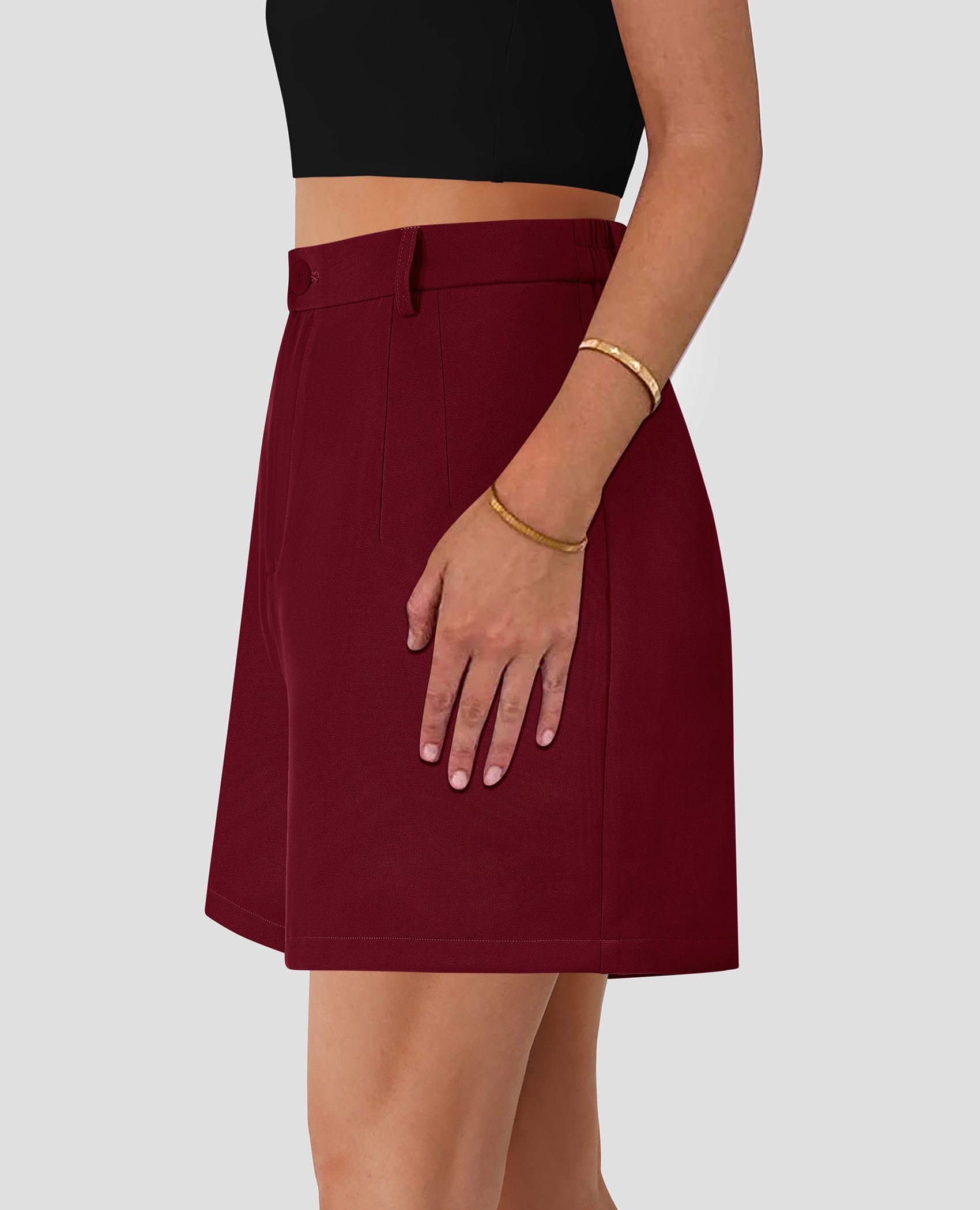 Women's Summer Shorts Business Casual Outfits,Wine Red,S
