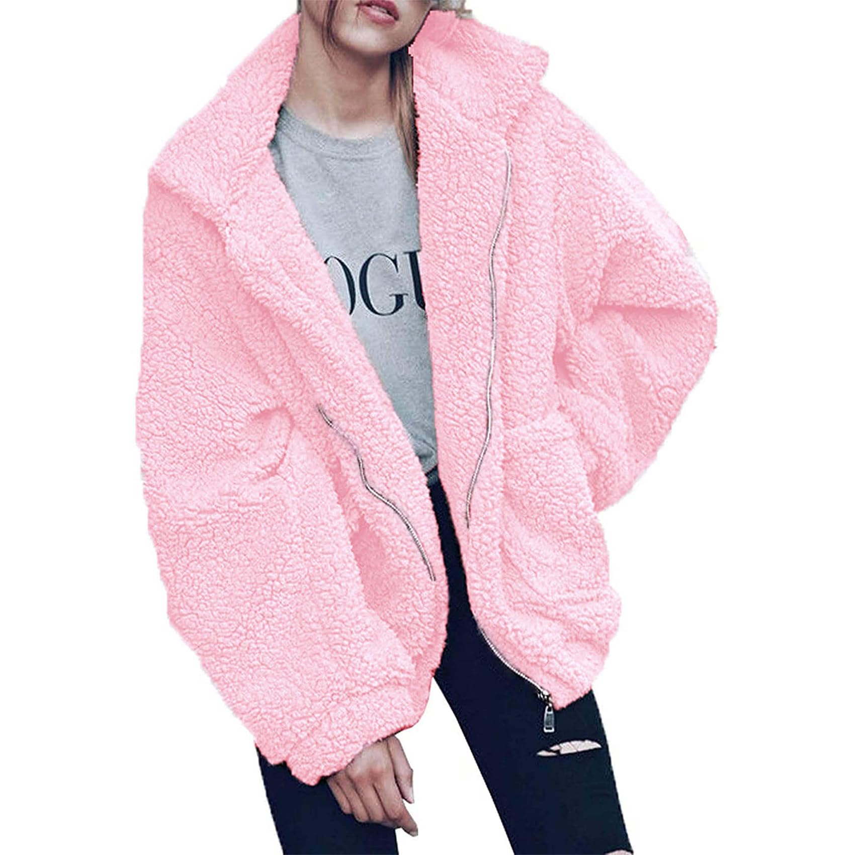 Oversized Sherpa Fleece Jacket Women's Winter Coats Outerwear