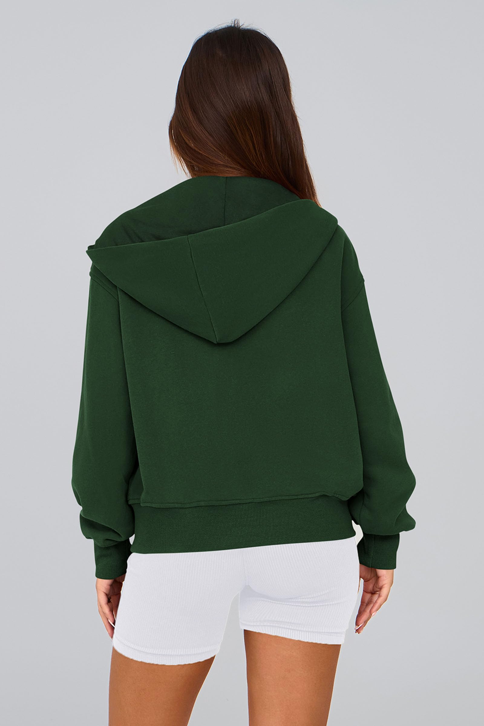 Hoodies for Women Fall Fashion Zip Up Fleece Plain Sweatshirt