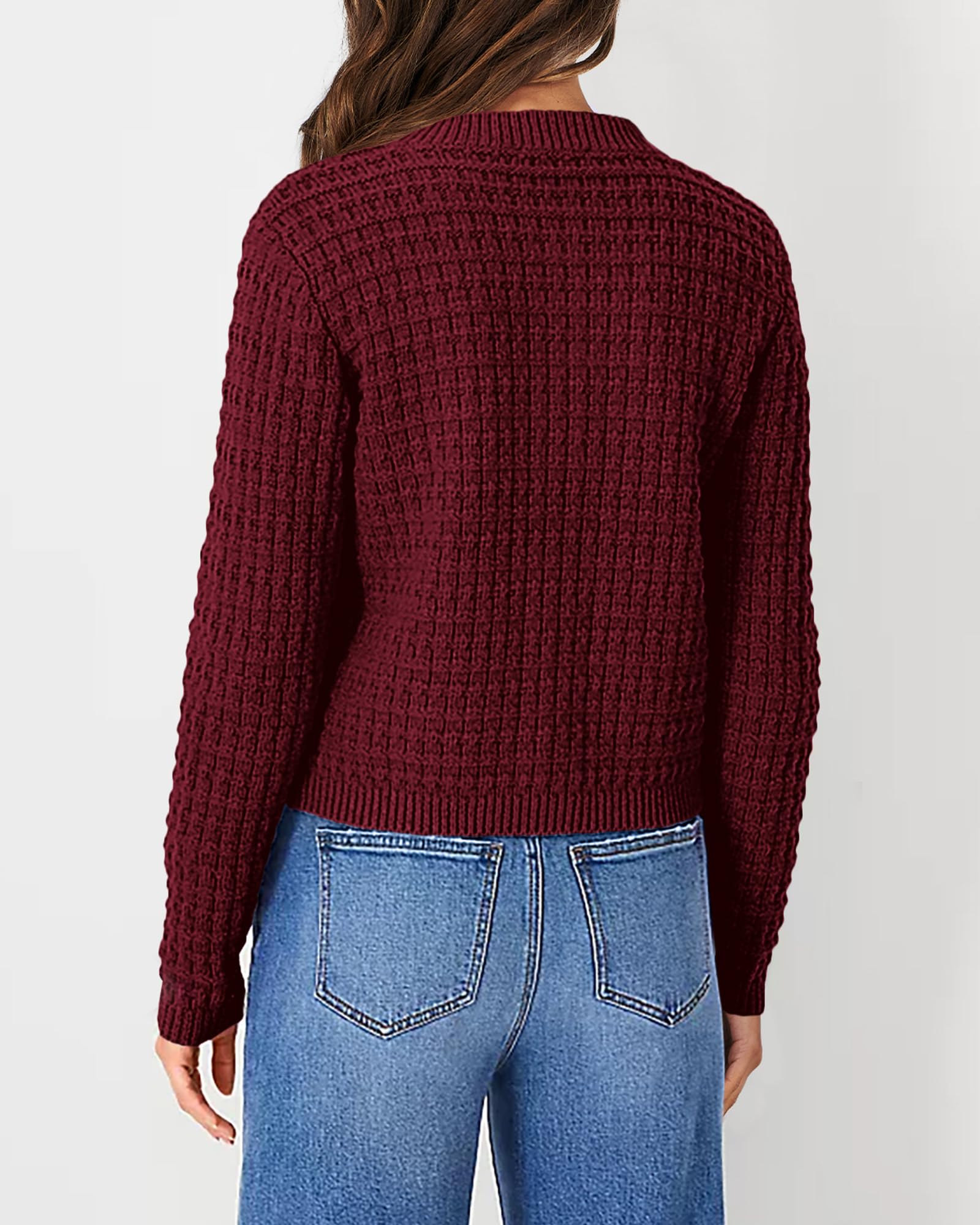 Women's Fall Lightweight Cardigan Sweaters Wine Red