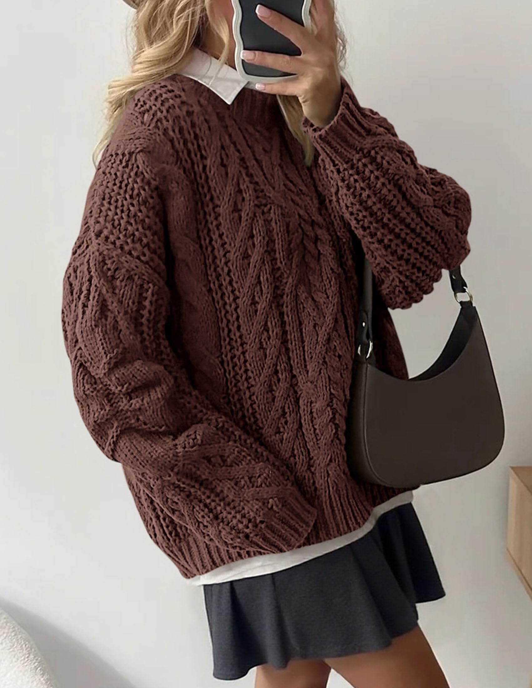 Womens Oversized Fall Sweaters Chunky Cable Knit Pullover Tops