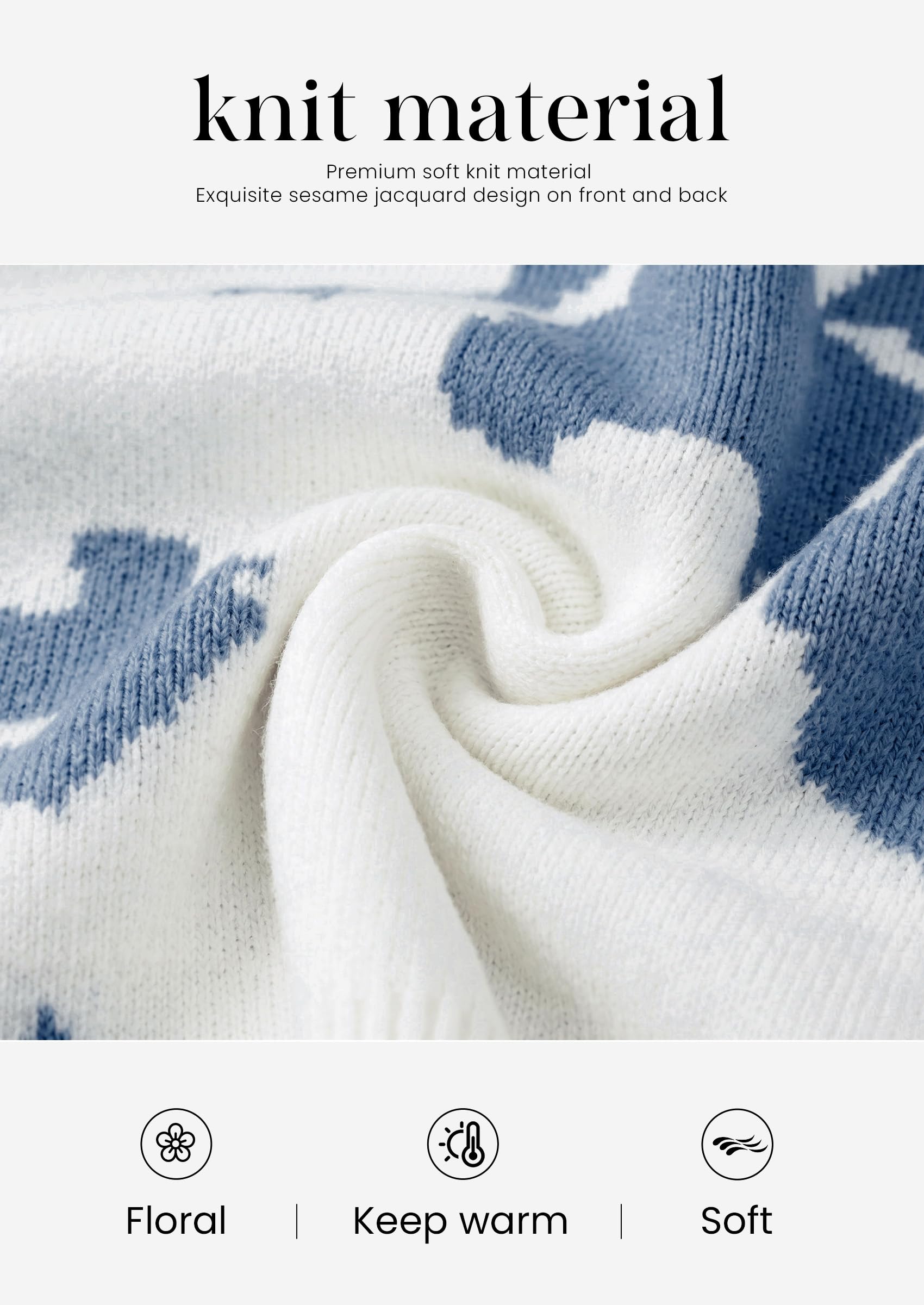 Womens Floral Sweater Crewneck Printed Pullover Tops