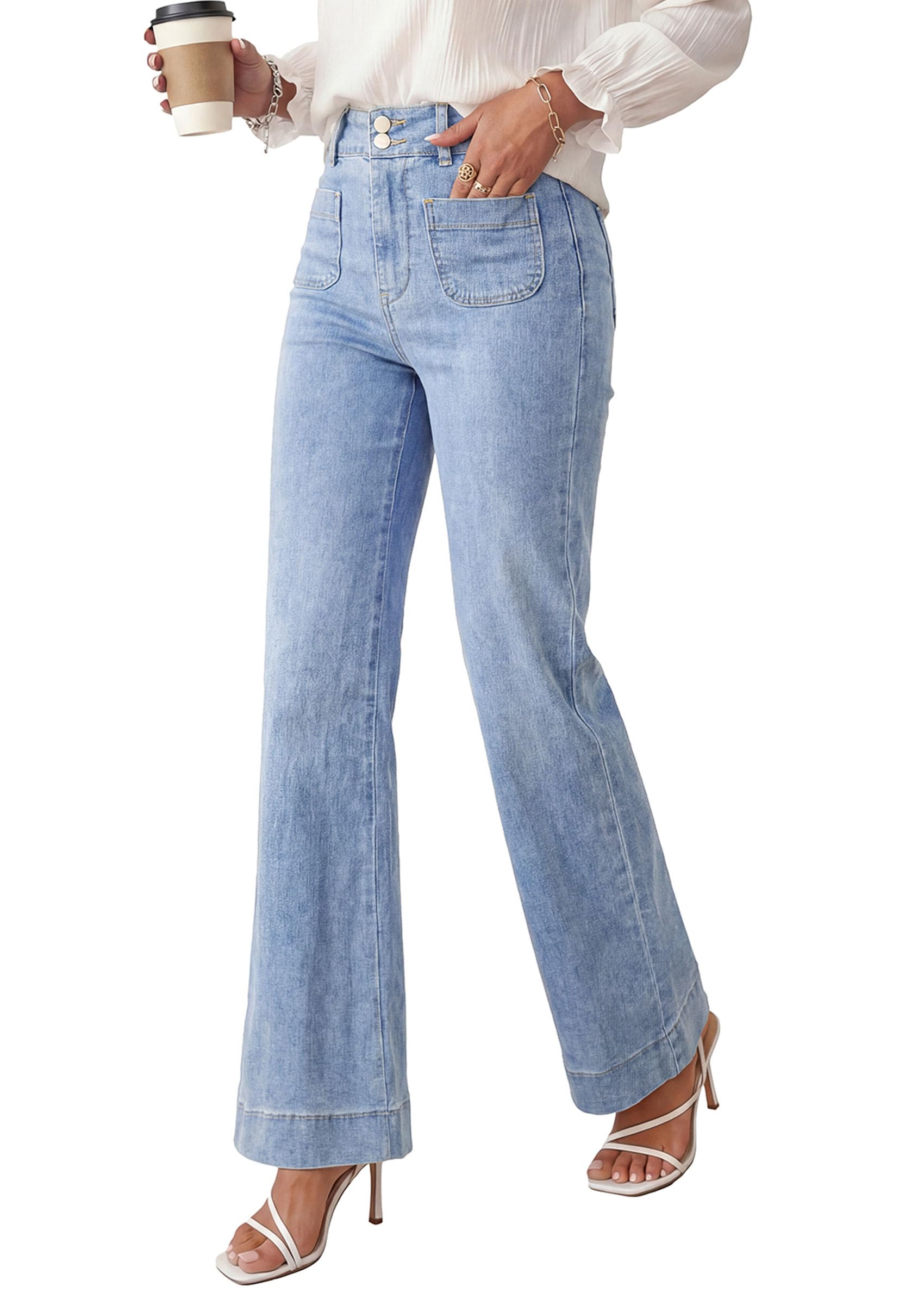 Womens Wide Leg High Waisted Trendy Jeans,Ashleigh Blue,4