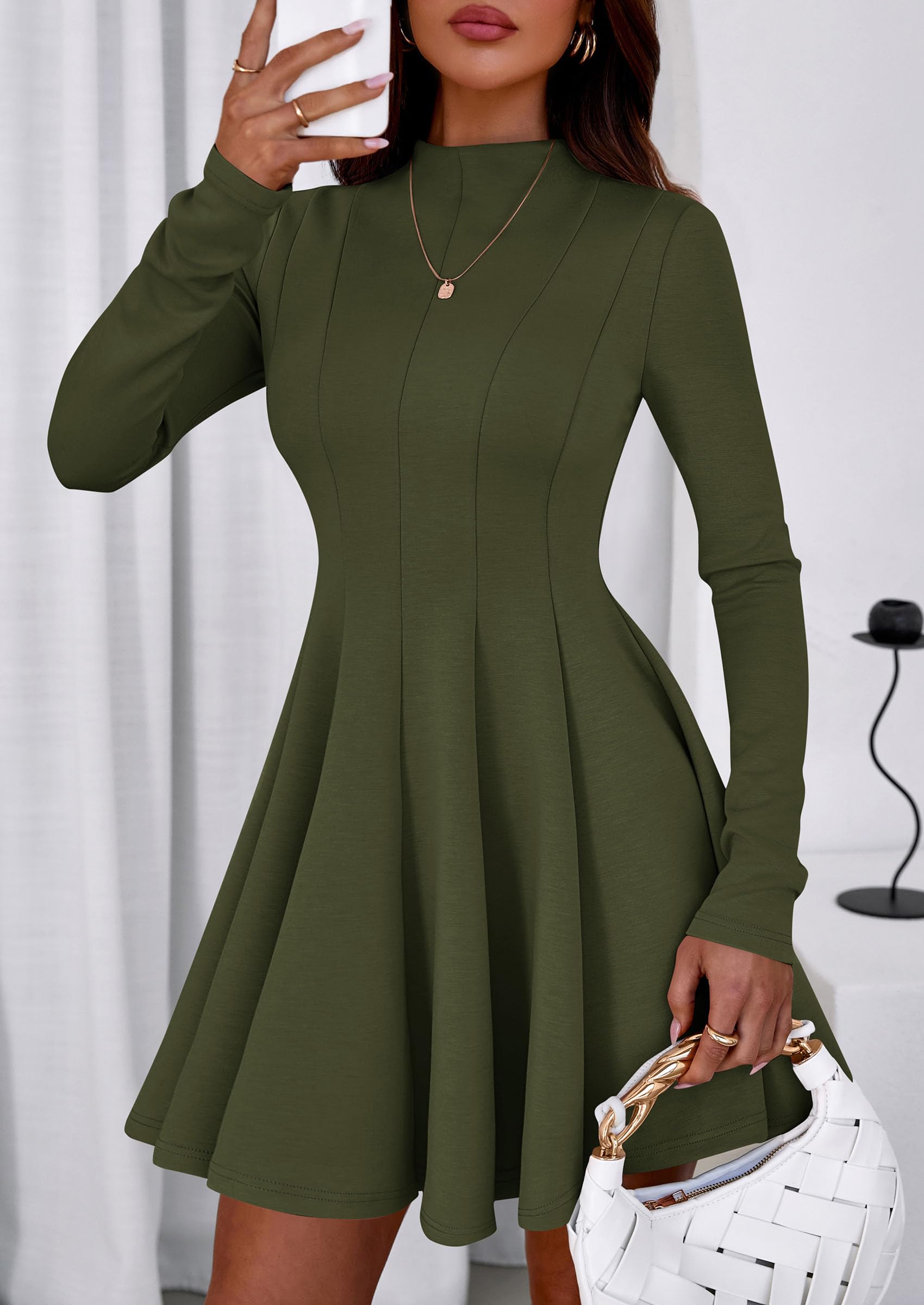Fall Dresses for Women Long Sleeve Flowy Mini Homecoming Dress
