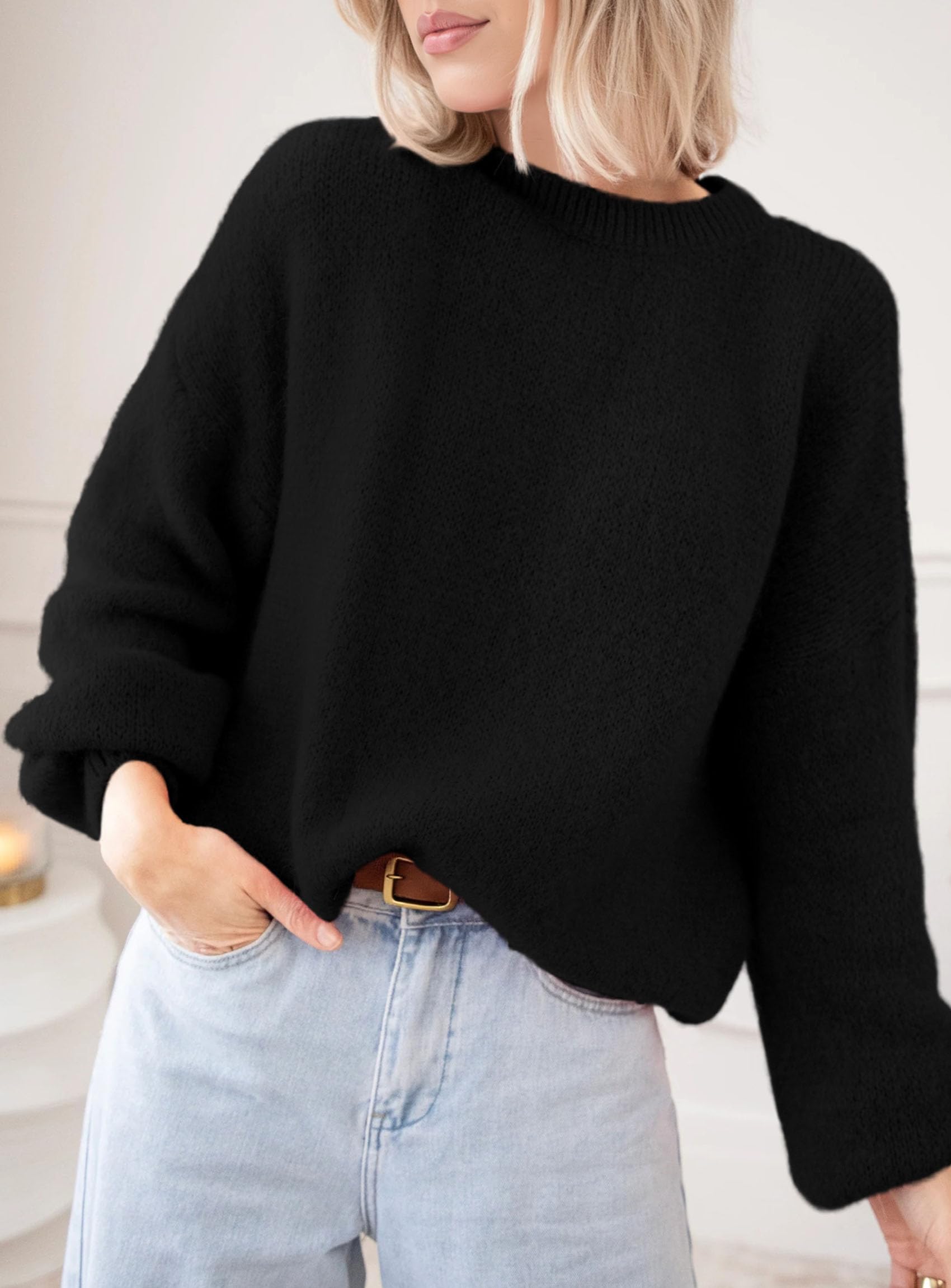 Women's Fall Oversized Holiday Sweaters (Black,S)