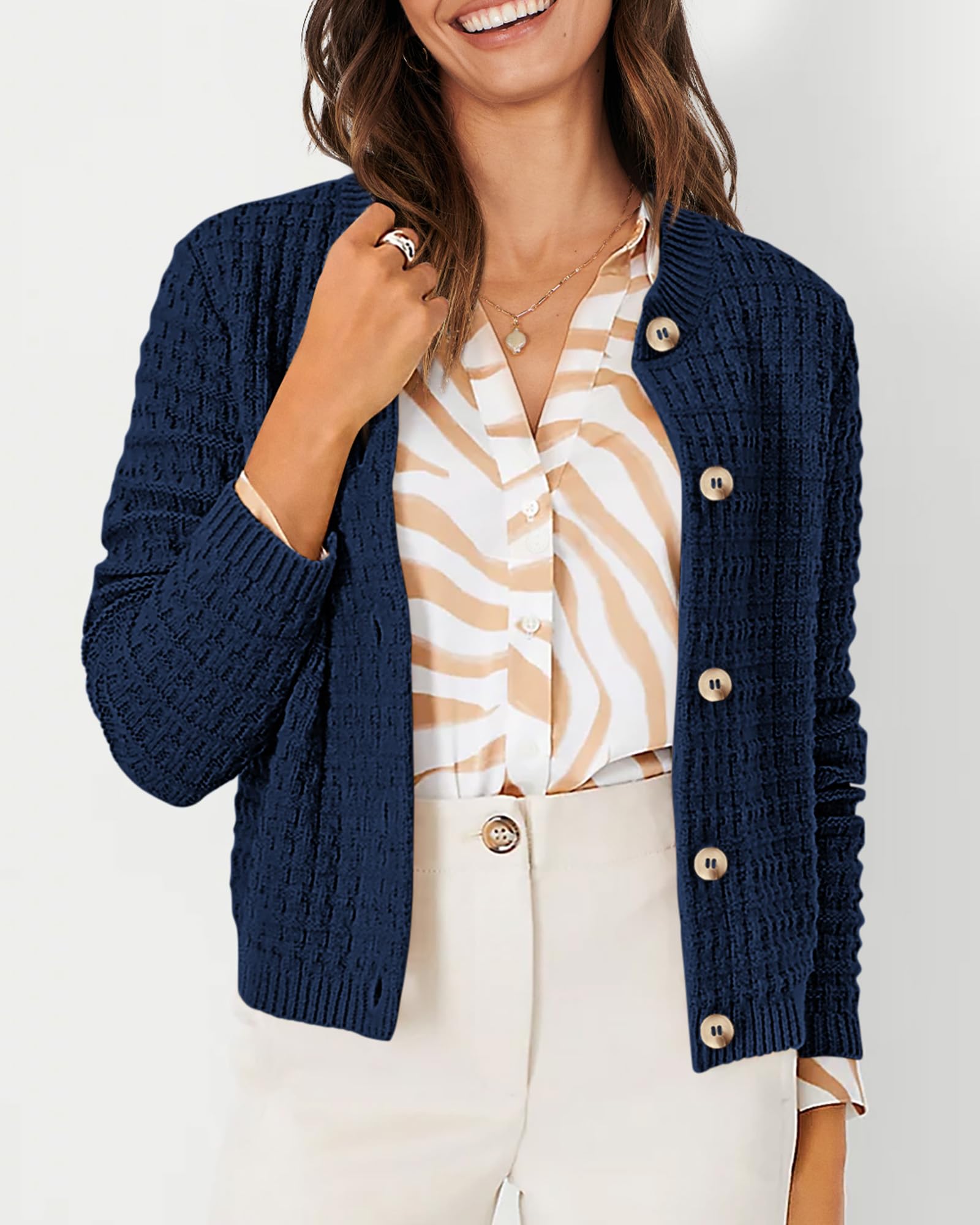 Women's Fall Lightweight Cardigan Sweaters Dark Blue