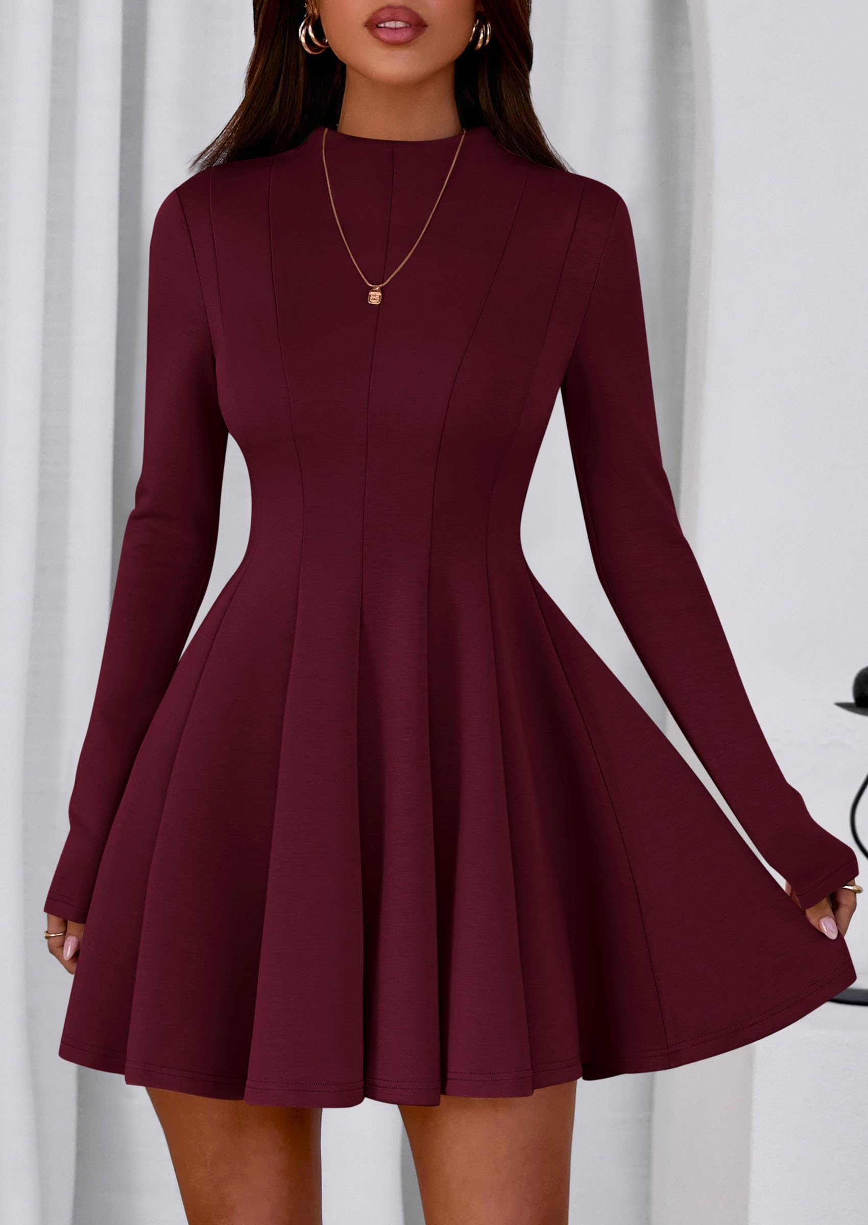 Fall Dresses for Women Long Sleeve Flowy Mini Homecoming Dress