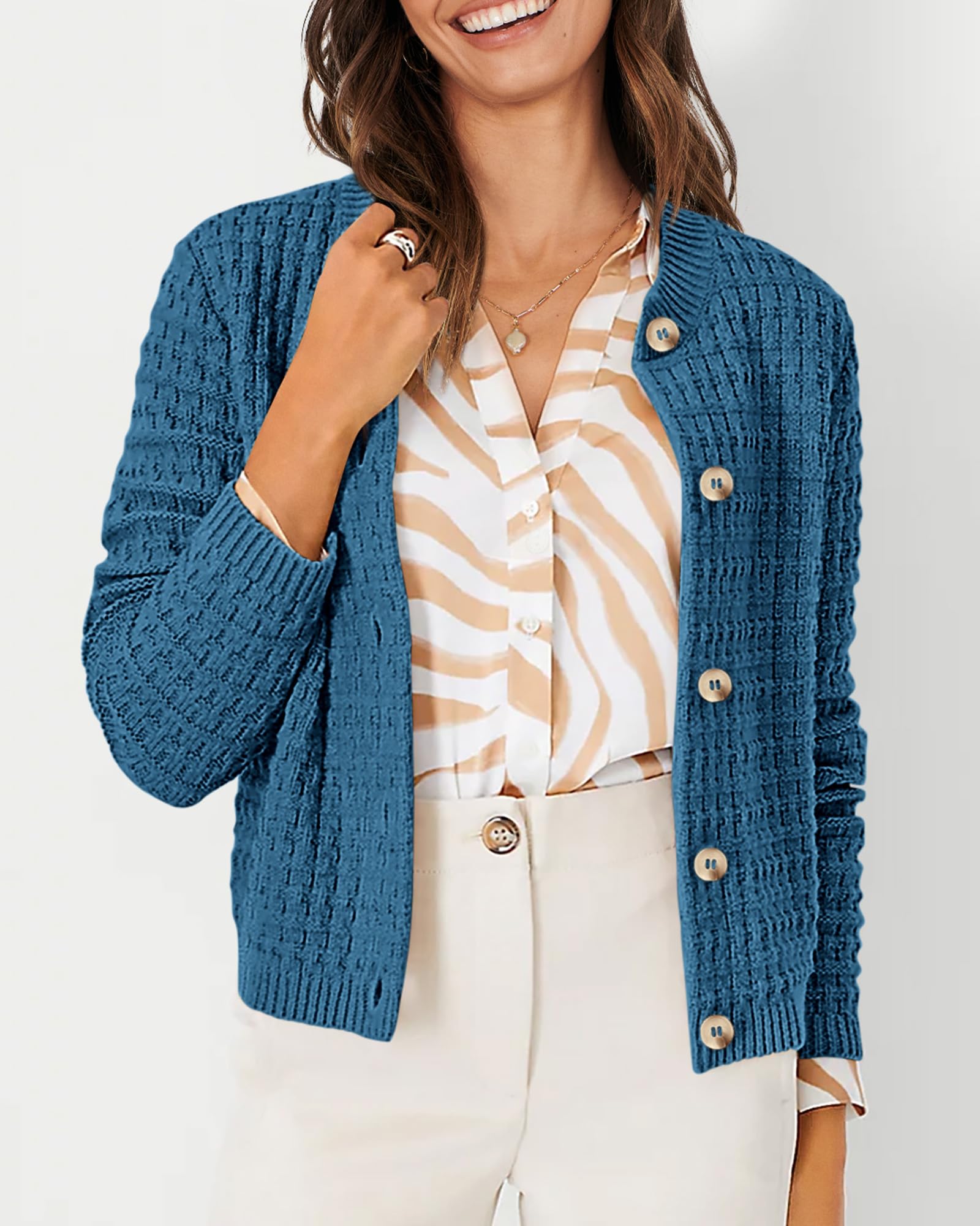Women's Fall Lightweight Cardigan Sweaters Blue