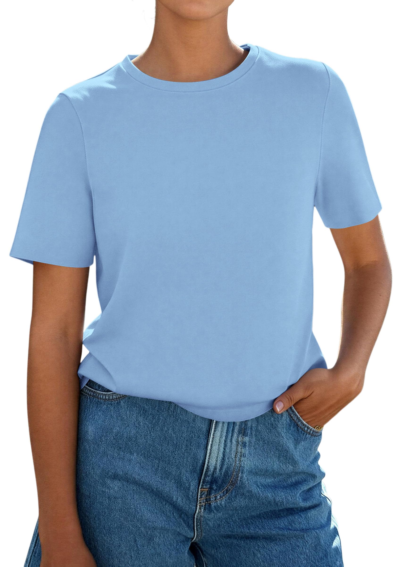 Women's Short Sleeve Cotton Tops Summer Casual T-Shirt 2026