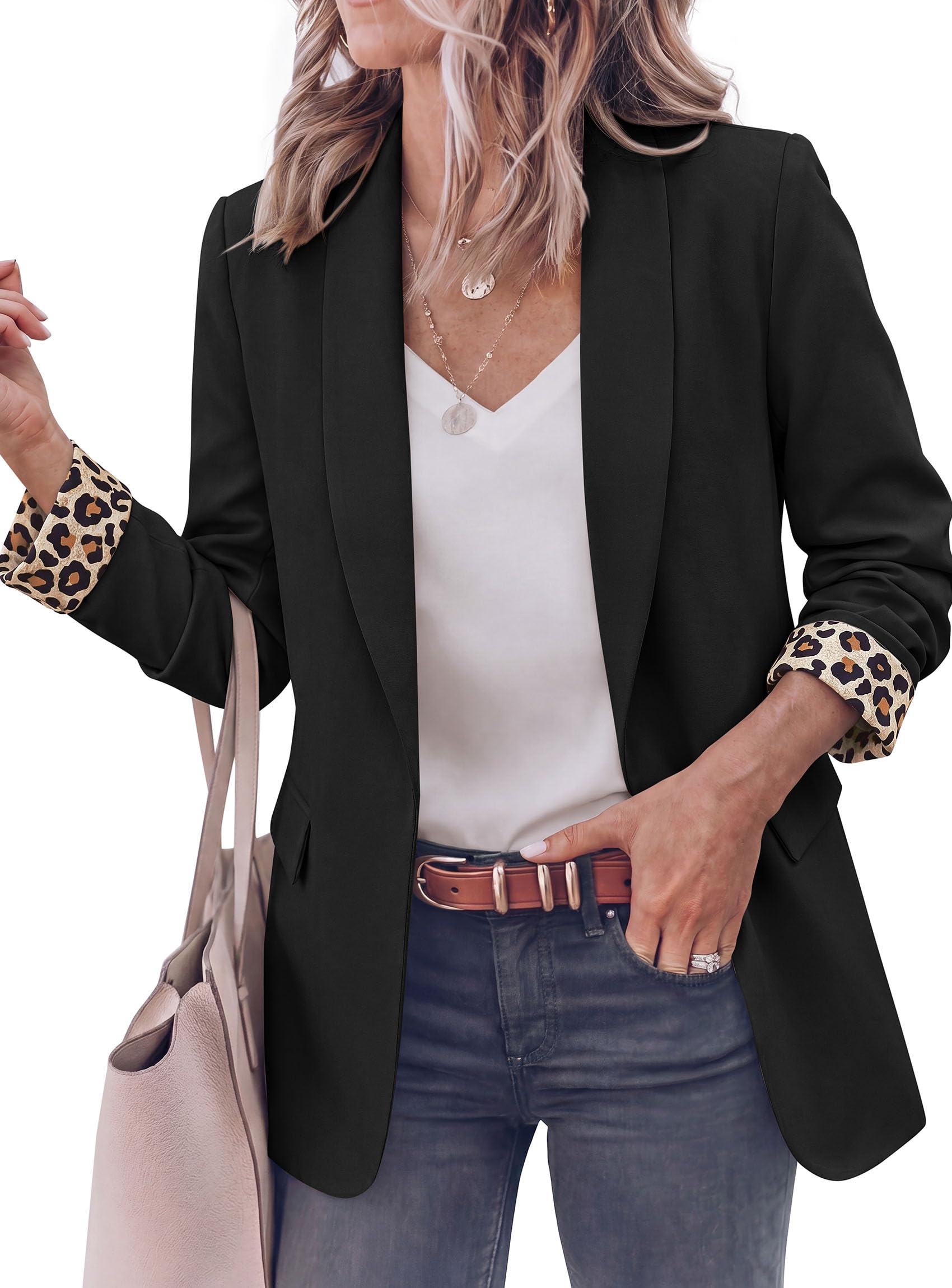 Blazers for Women Business Casual Open Front Lapel Suit Jacket