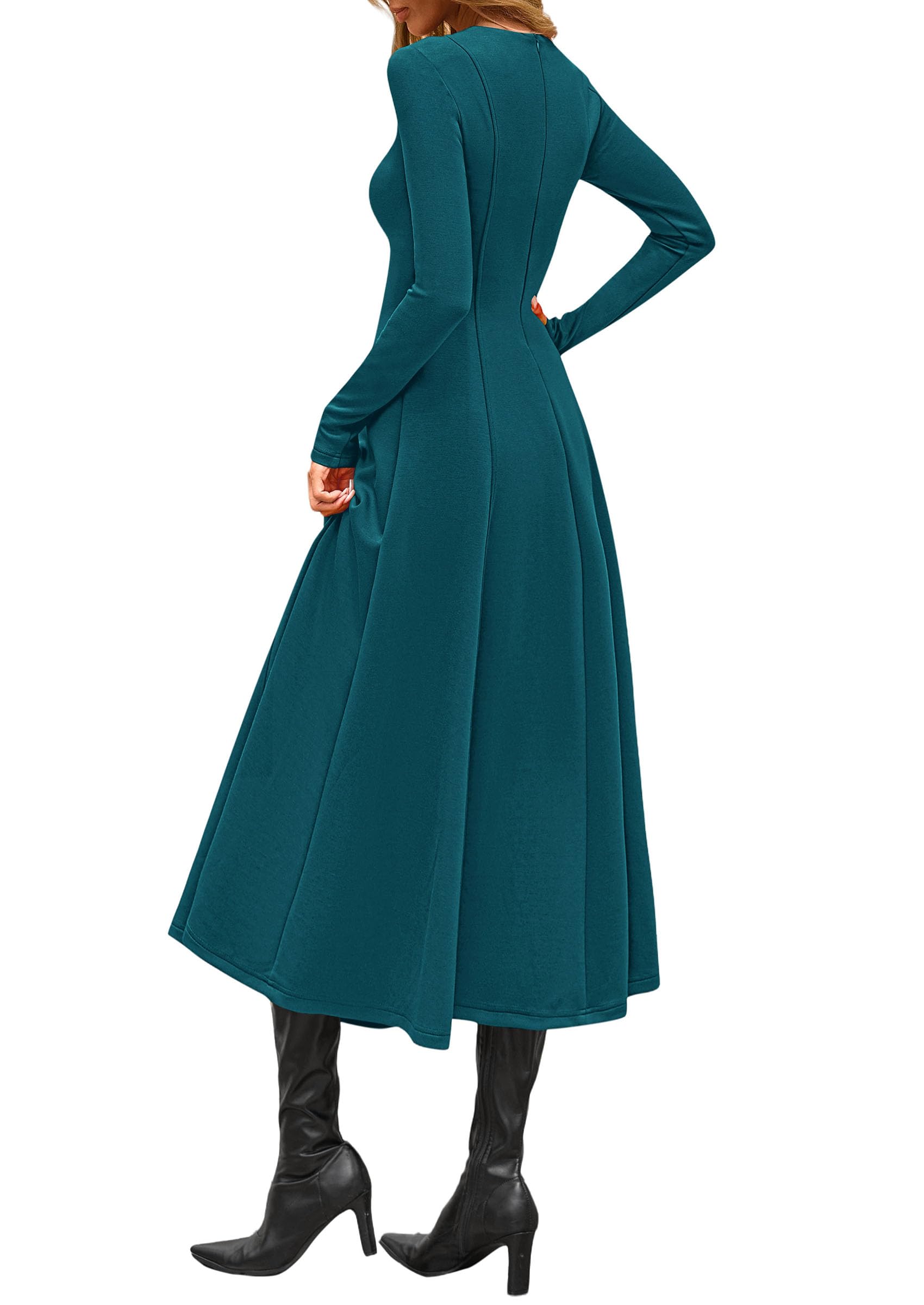 Women's Fall Long Sleeve A Line Midi Elegant Cocktail Dress