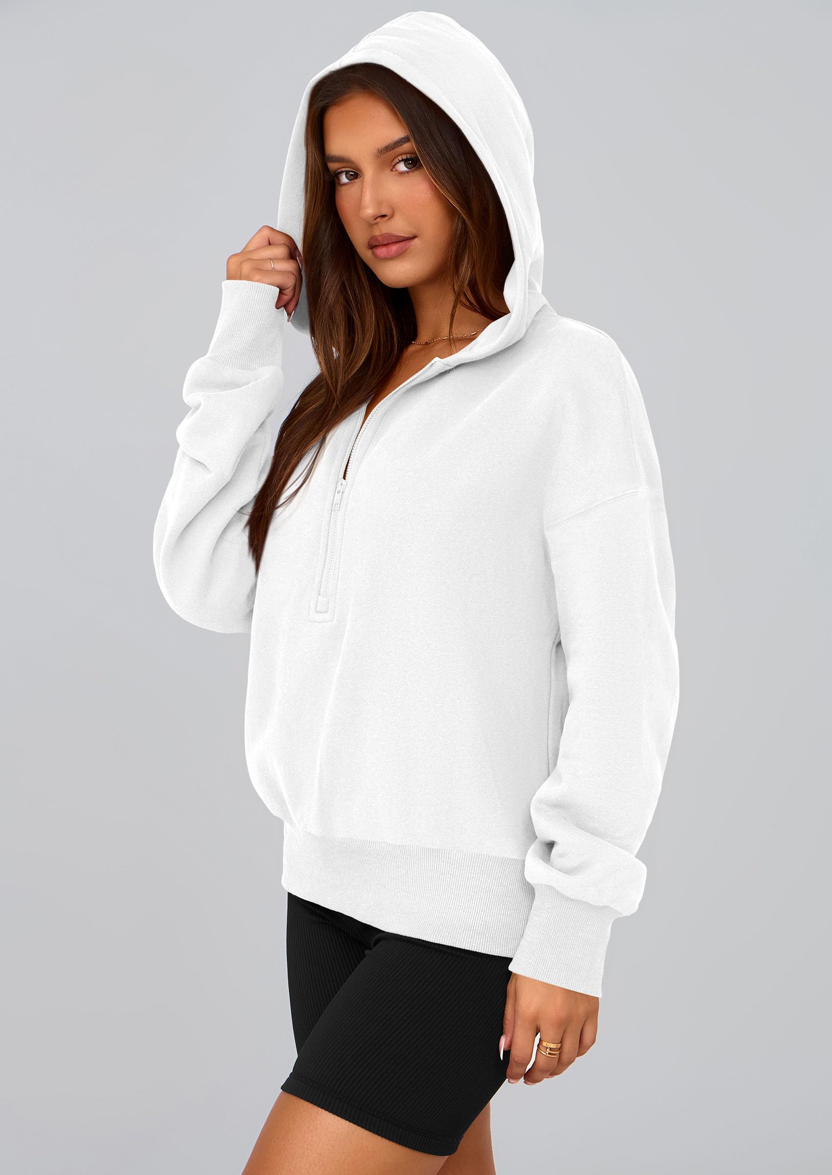 Women's Fall Half Zip Cropped Hoodie Sweatshirt