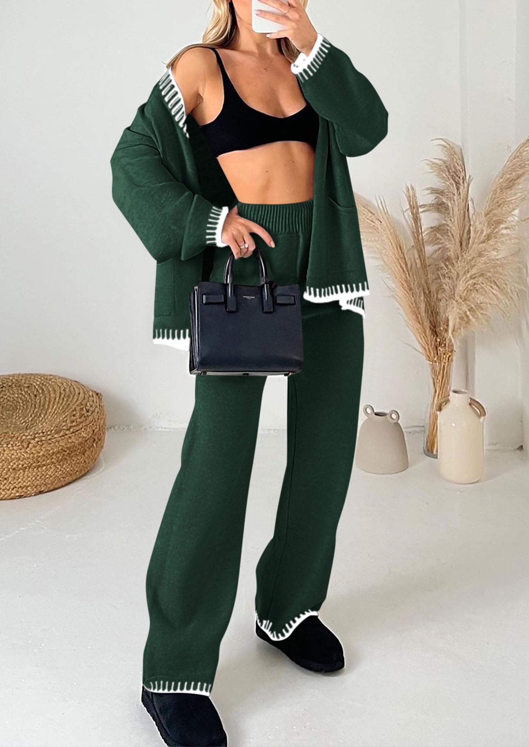 Women's Fall 2 Piece Matching Cozy Knit Sweater Lounge Sets