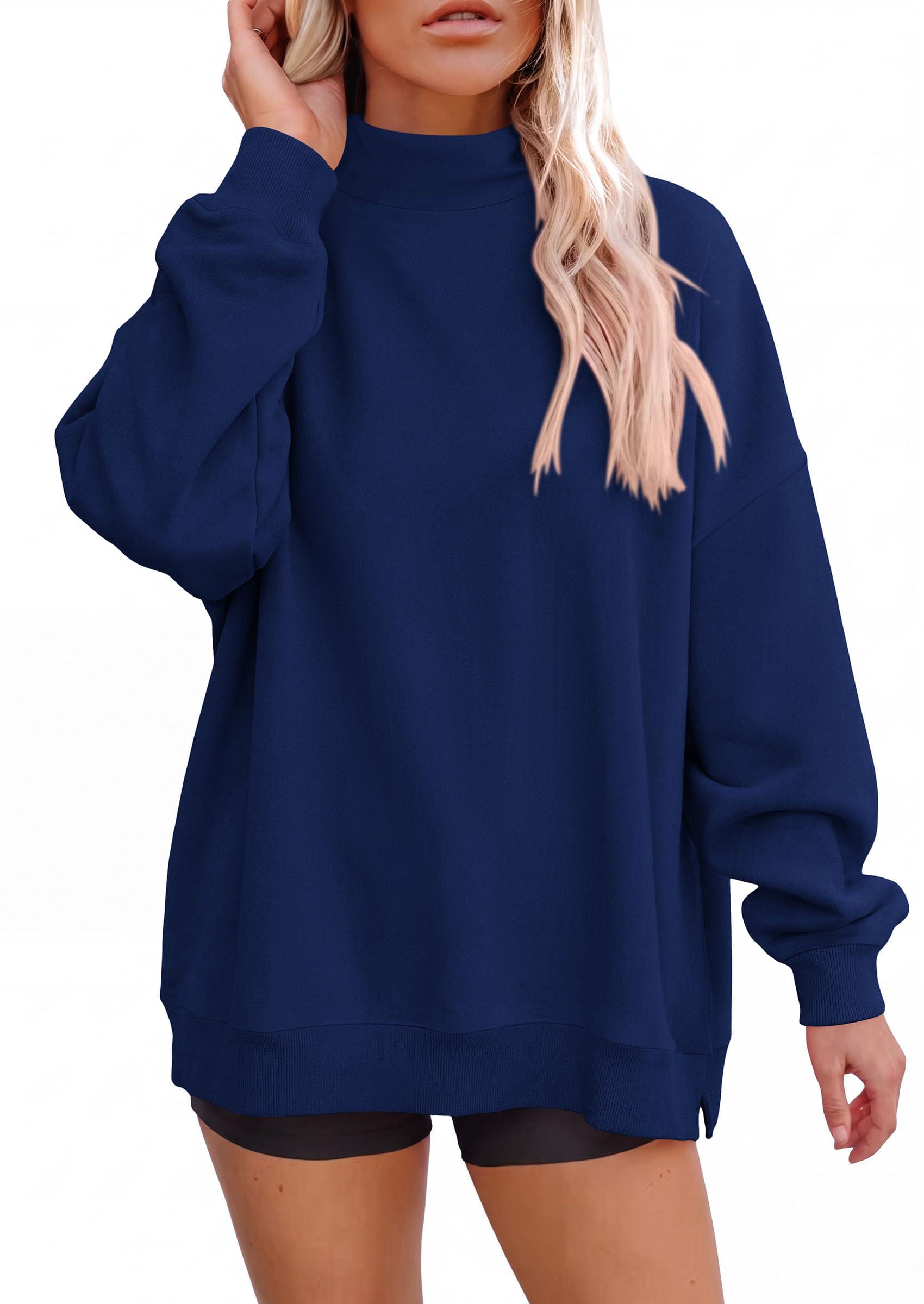 Womens Mock Neck Sweatshirt Oversized Pullover Fall Outfits