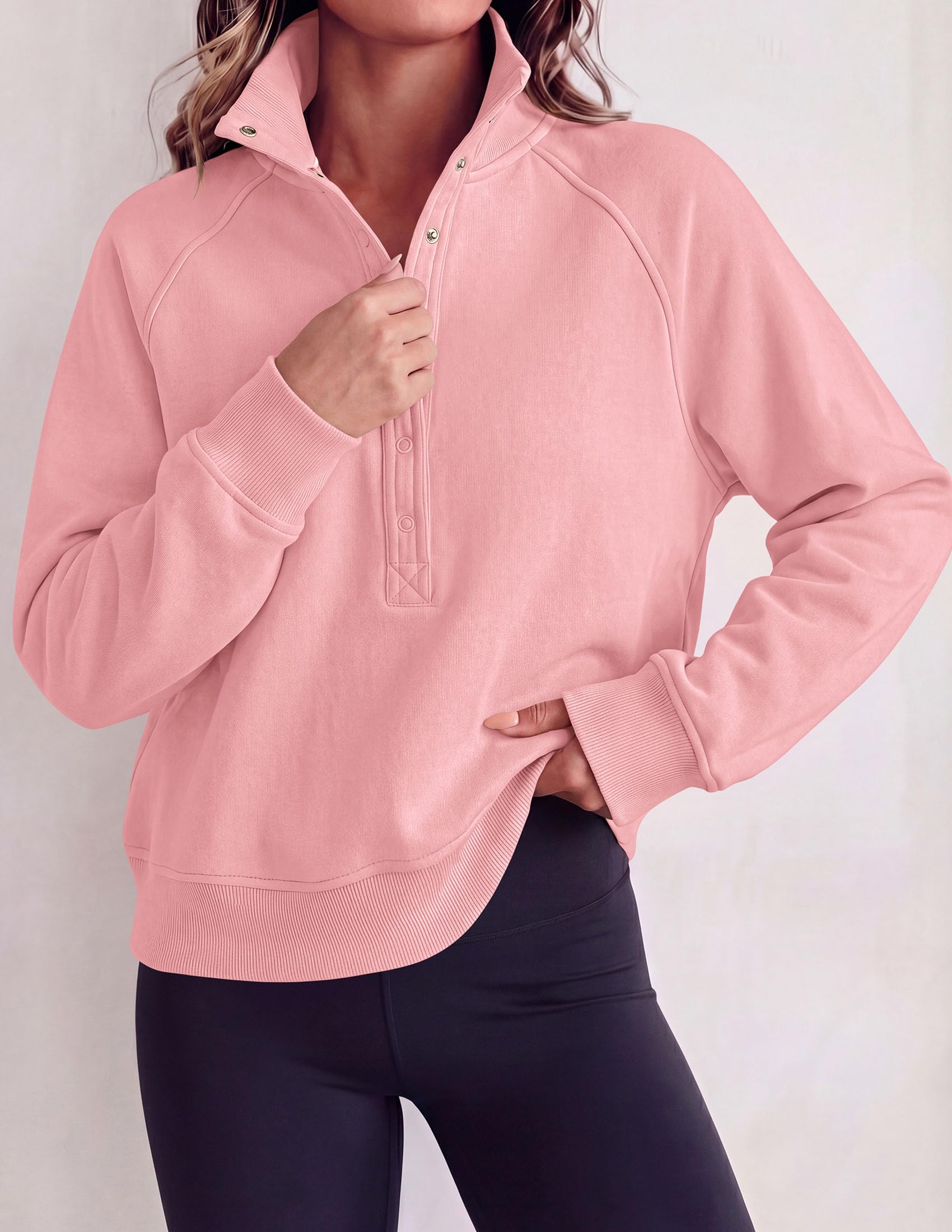 Women's Fall Oversized Sweatshirts Mock Neck Henley Pullover