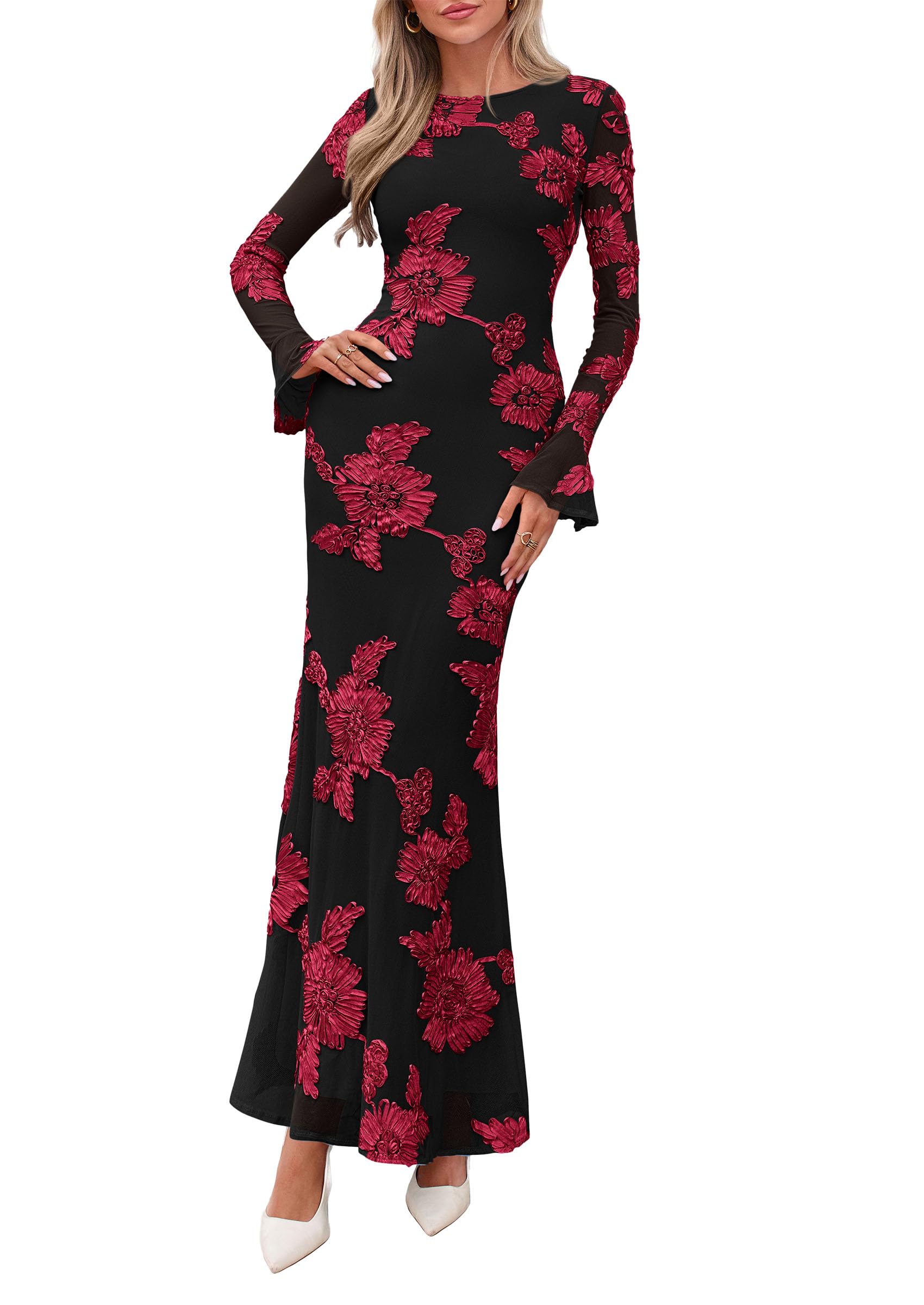 Women's Formal Floral Maxi Bodycon Wedding Guest Dresses 2026